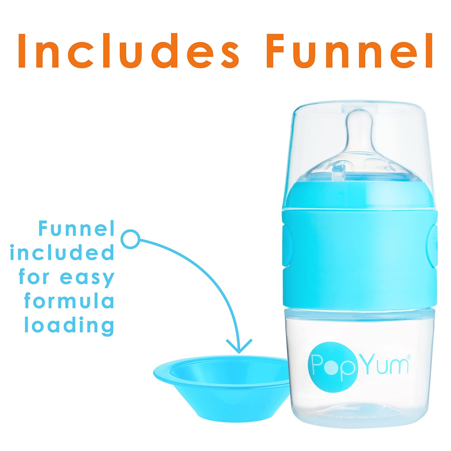 PopYum Orange Formula Making Baby Bottle Starter Set, 4-Pack