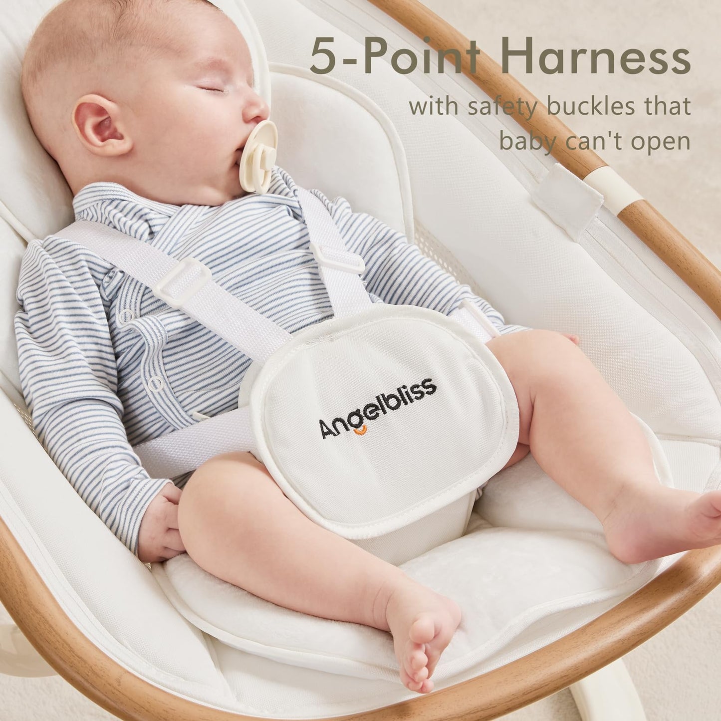 Angelbliss Baby Swing with Cry Detection, Side-to-Side Electric Swing with 5 Speeds
