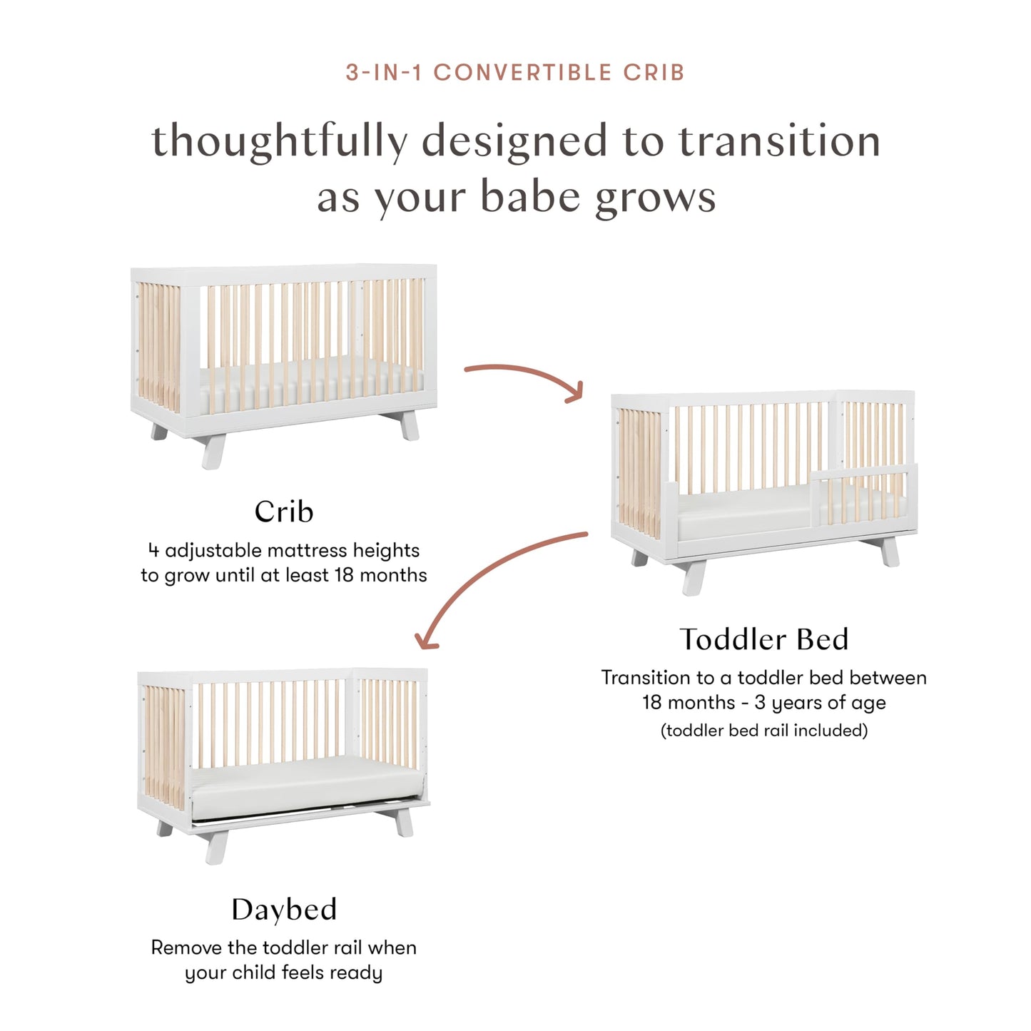 Babyletto Hudson 3-in-1 Convertible Baby Crib - GREENGUARD Gold Certified