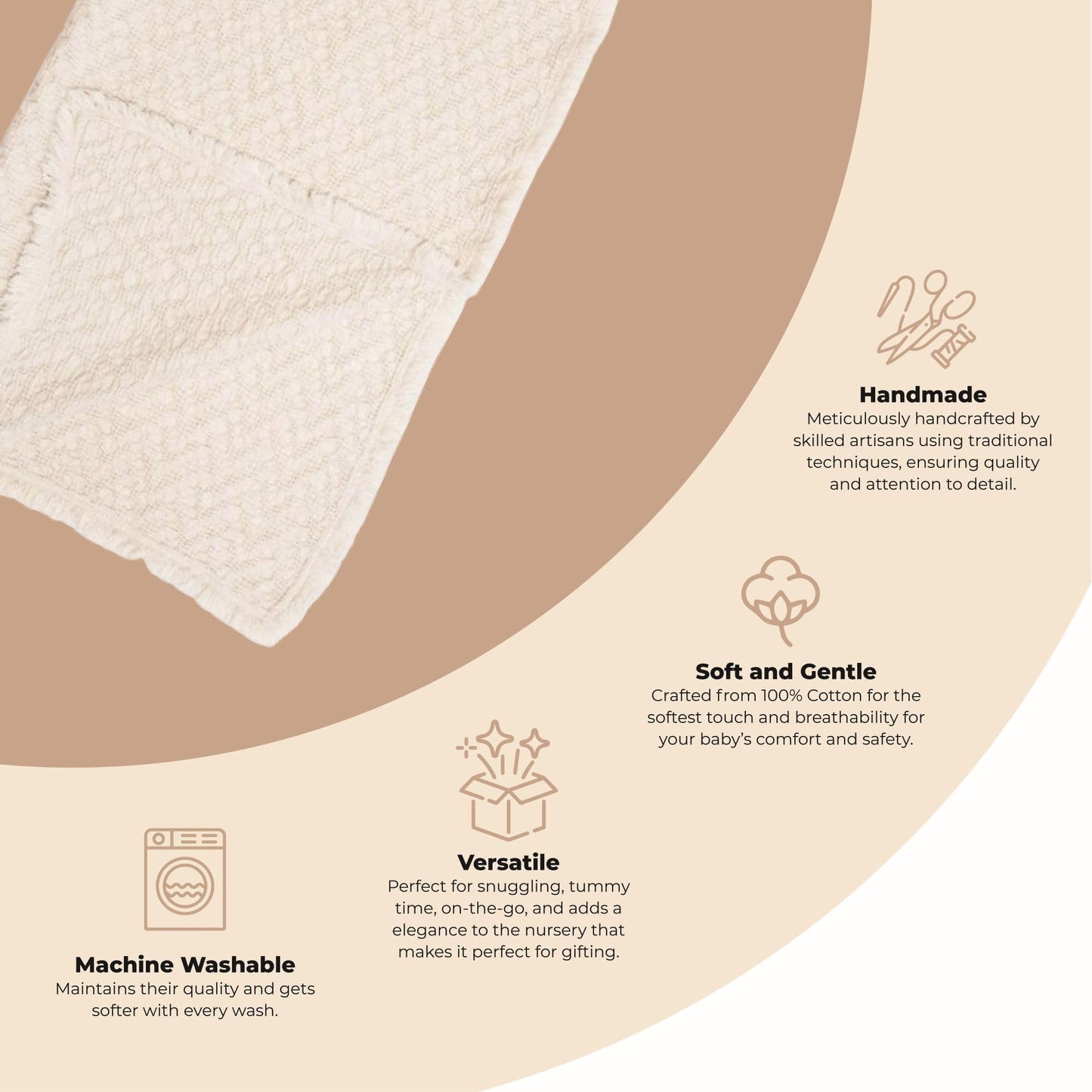 Crane Baby Blanket, 36” x 36”, Soft Cotton Quilted Nursery Blanket for Boys and Girls, Copper, Ezra Print