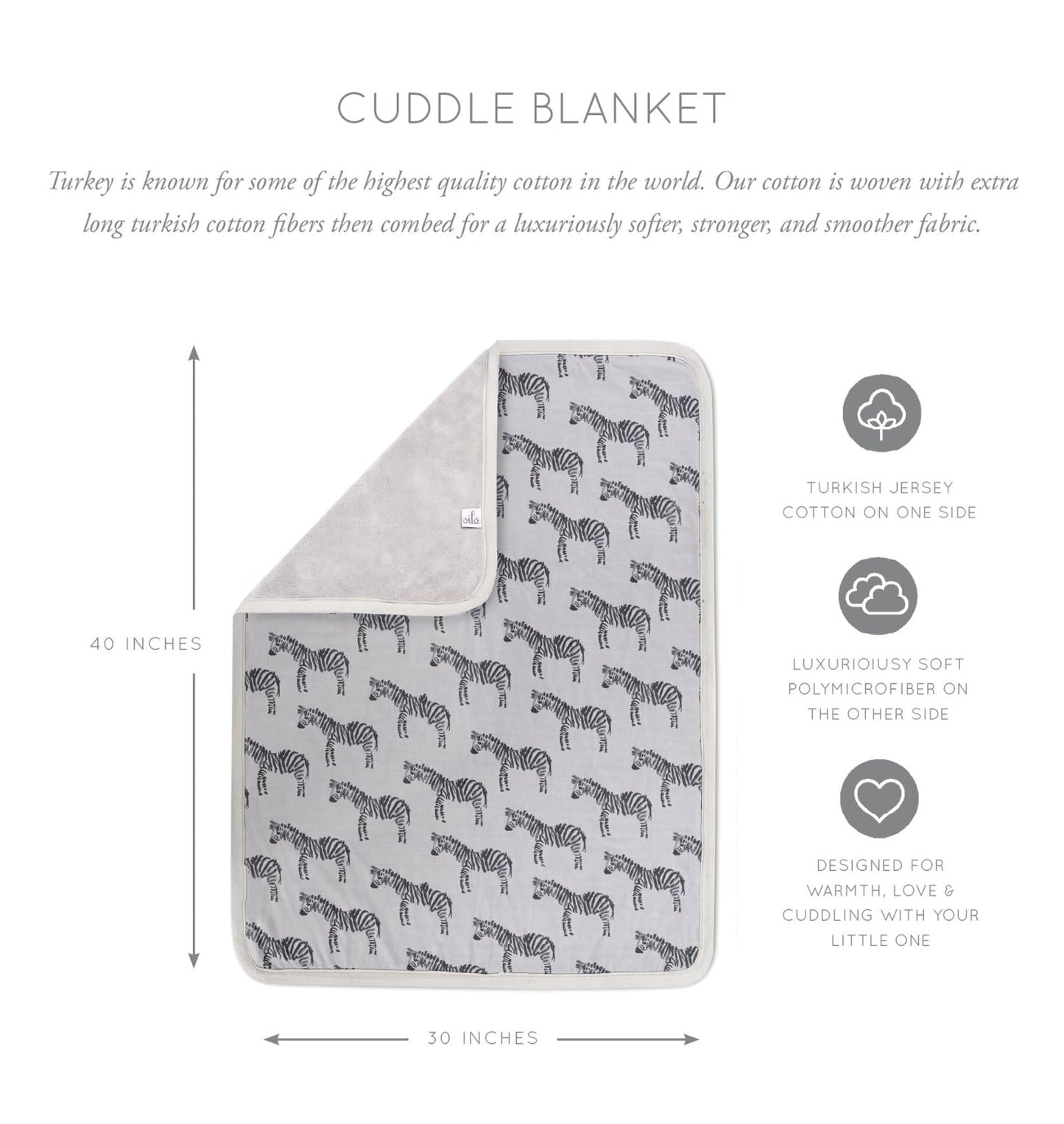 Oilo Baby Blanket, Luxury Soft Plush Backing & 100% Turkish Cotton Jersey Print