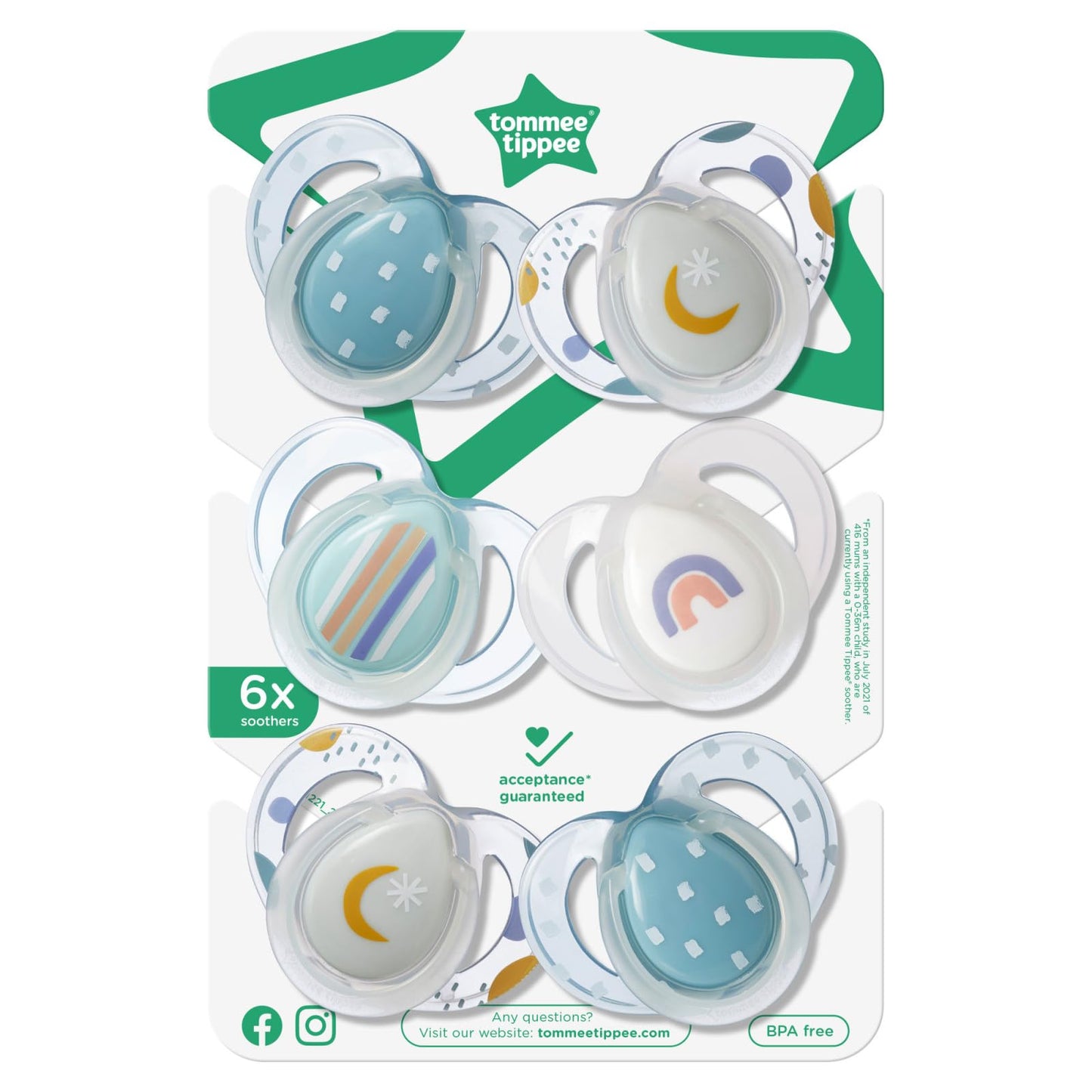Tommee Tippee Night Time Pacifier, 6-18 Months, BPA-Free Binkies, Glow in The Dark Technology