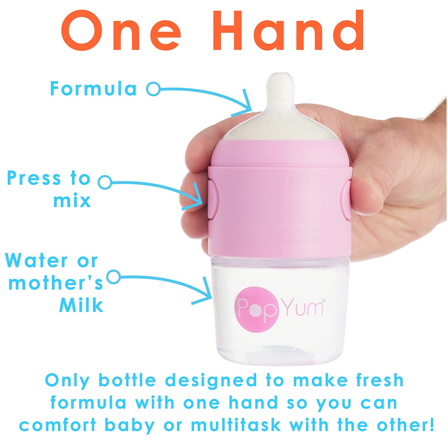 PopYum Orange Formula Making Baby Bottle Starter Set, 4-Pack