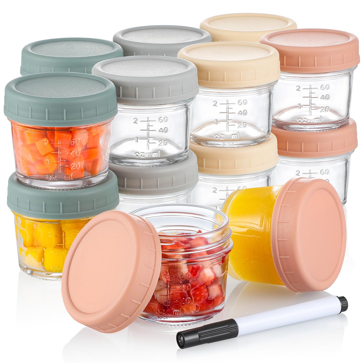 VITEVER 12 Pack Glass Baby Food Storage Containers