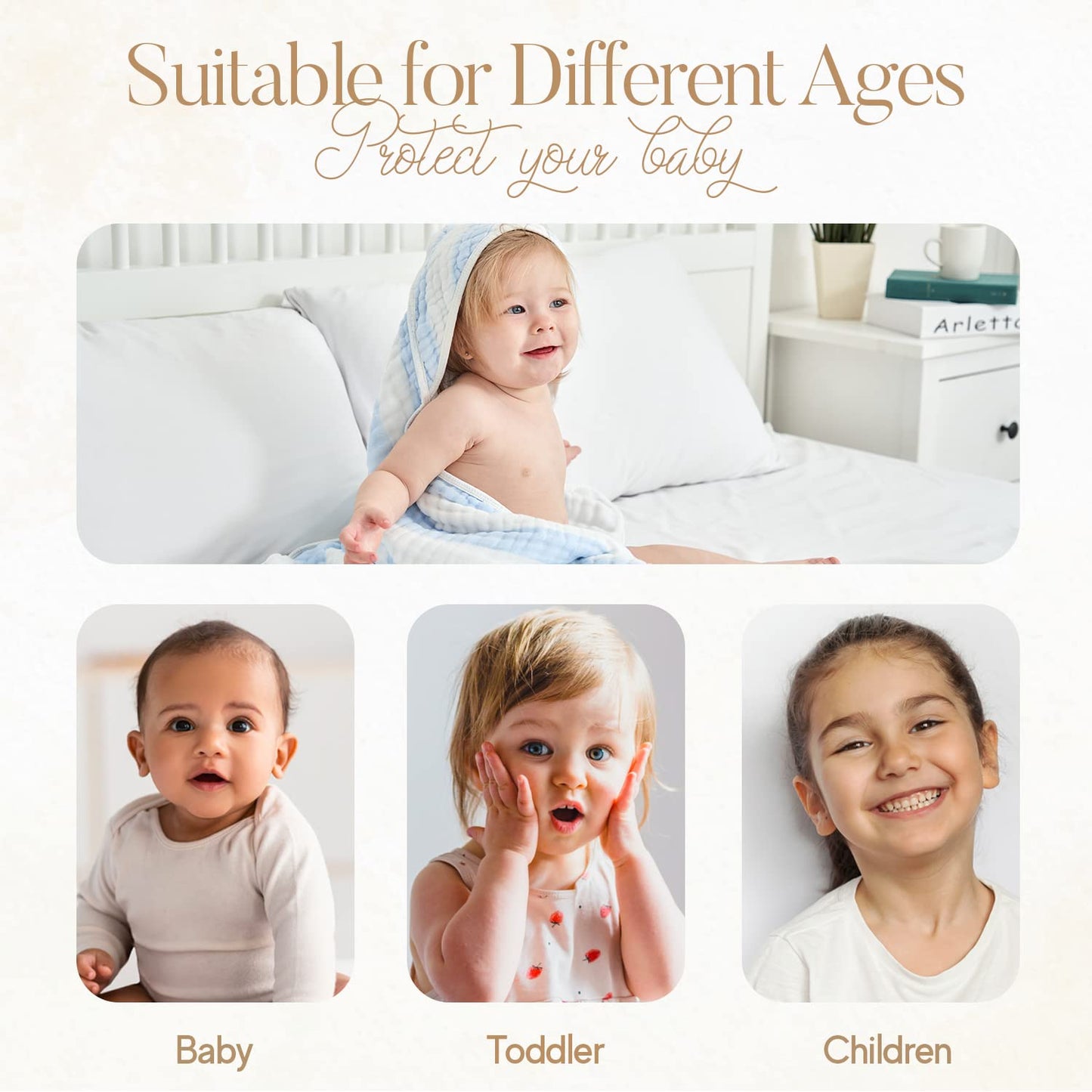 Muslin Hooded Baby Towel 4 Pack