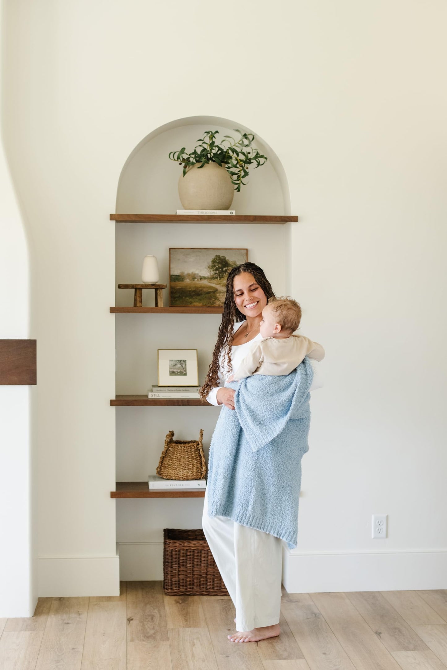SARANONI Bamboni Luxury Baby Blanket | Plush Blanket for Infant Boys & Girls | Receiving Blanket 30” x 40” | Gray