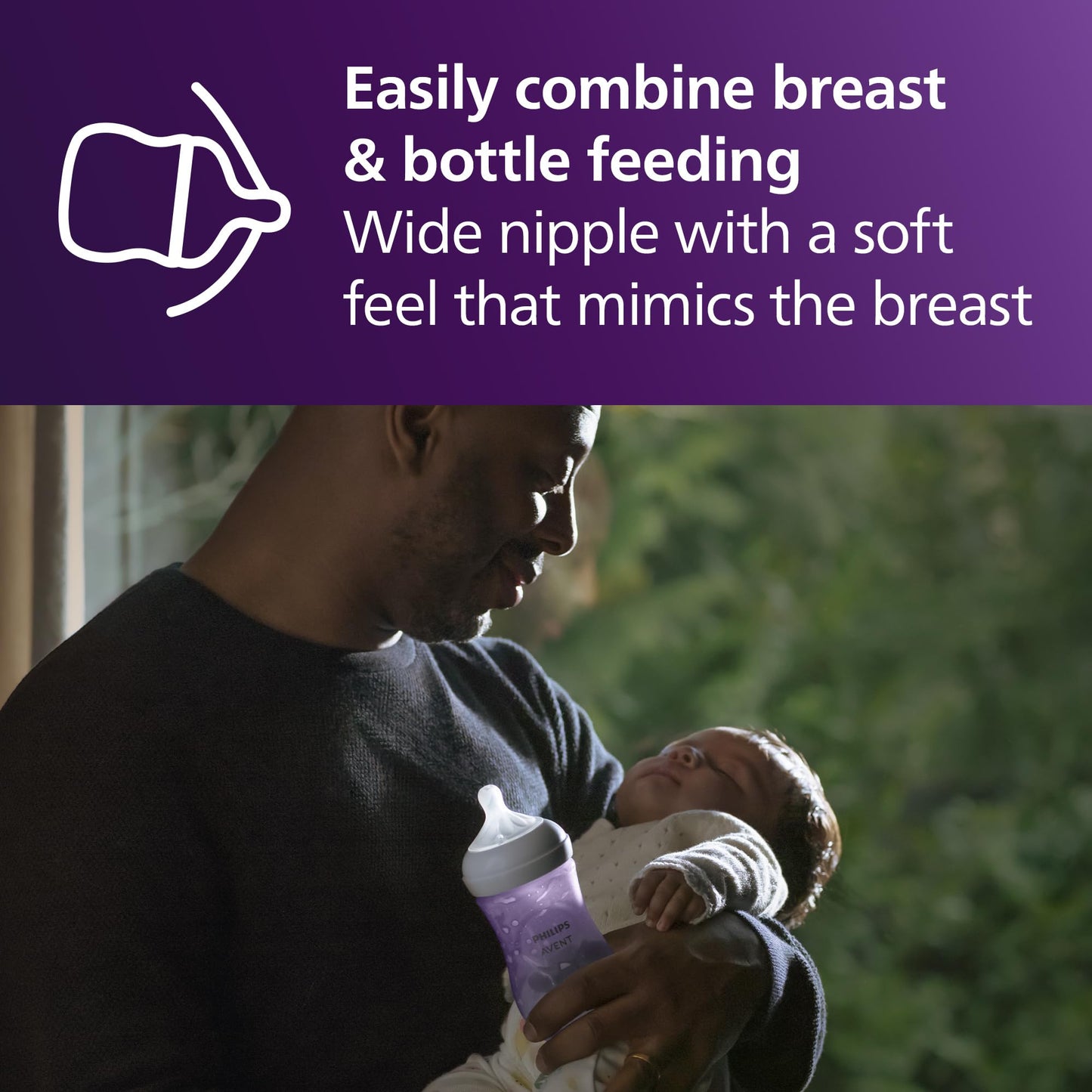 Philips Avent Natural Baby Bottles with Natural Response Nipples (Slow Flow, Flow 2), 4oz, 4-Pack