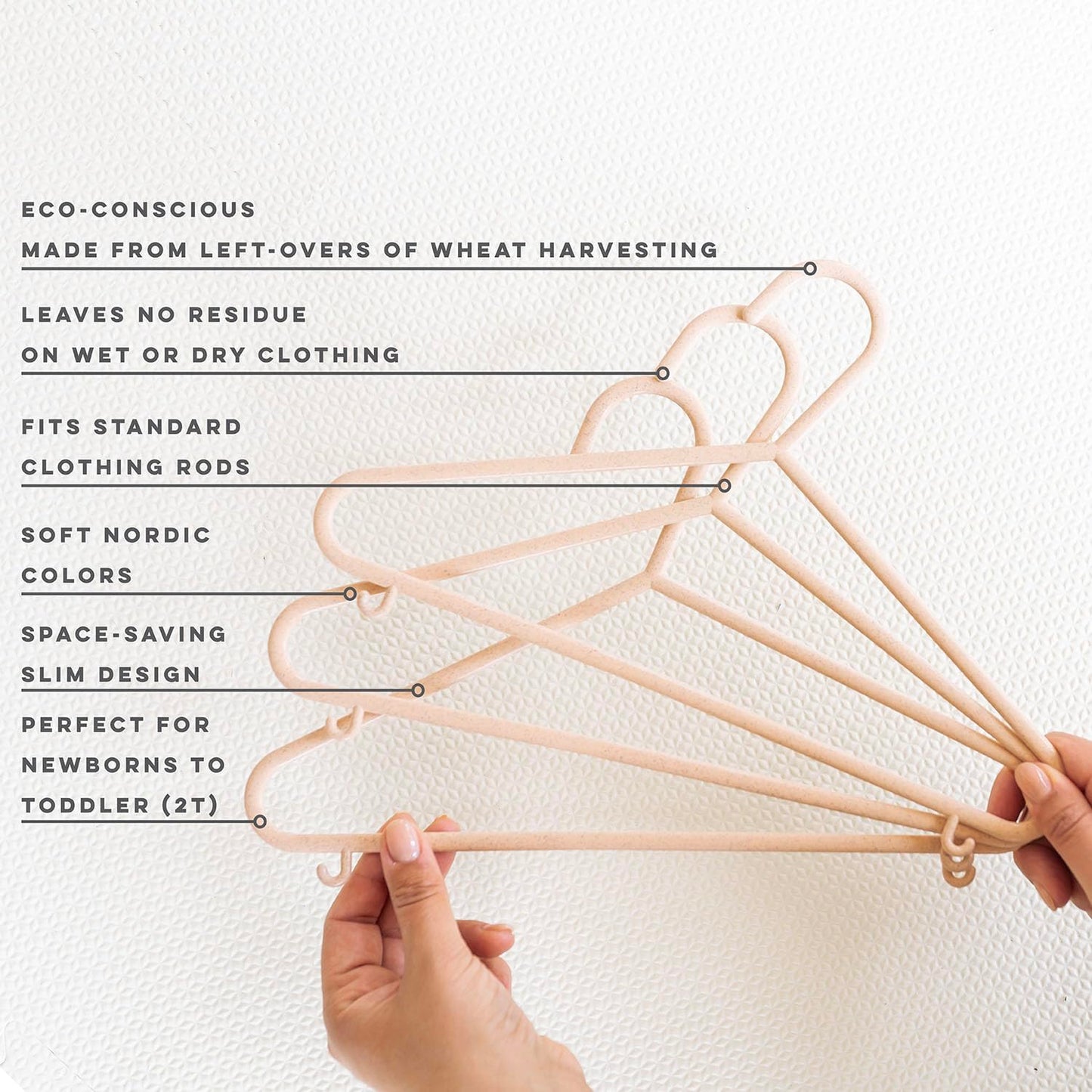 Sustainable Wheat Straw Plastic Toddler & Kids Hangers – Pack of 30