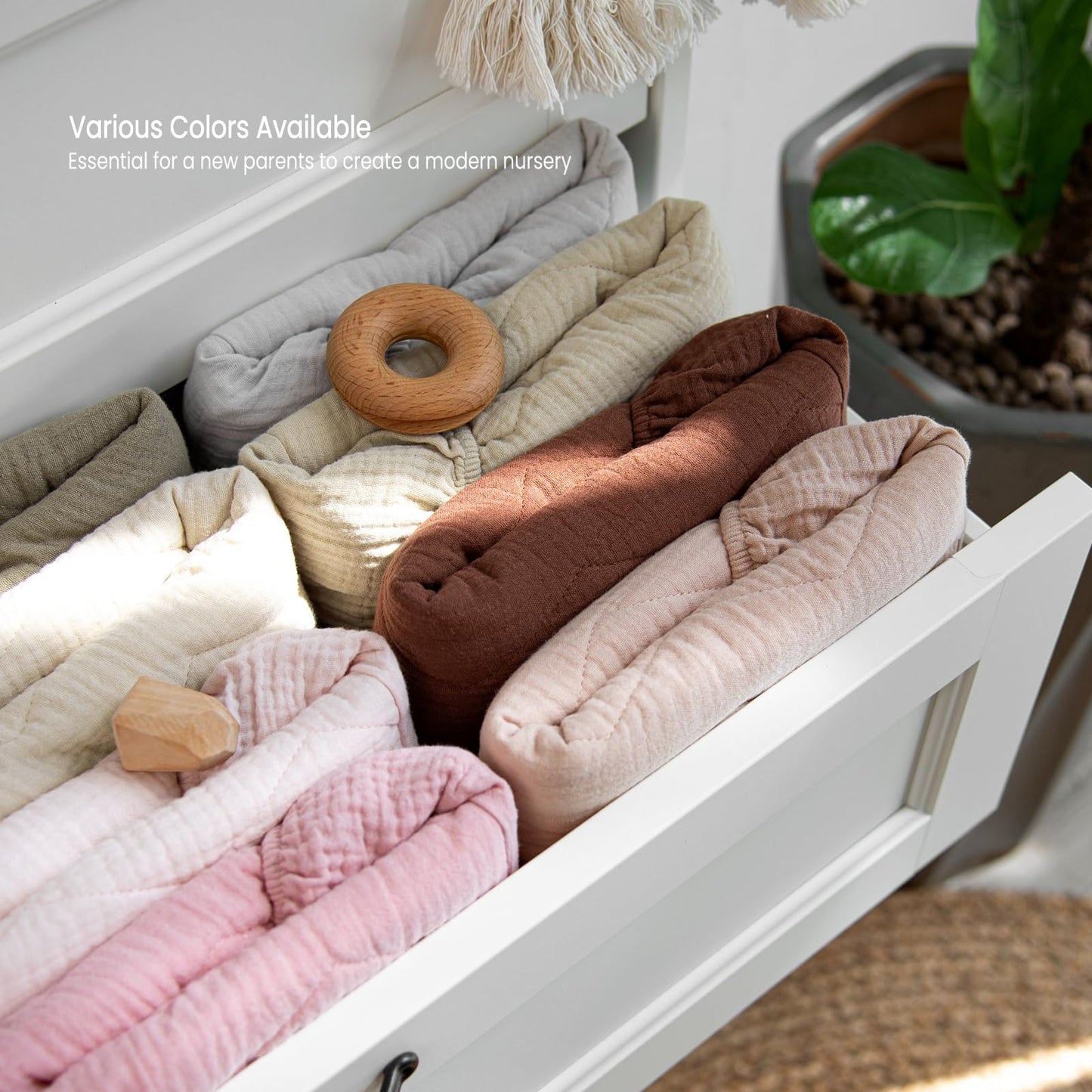 lulumoon Muslin Changing Pad Cover: Baby Cotton Quilted Changing Table Cover
