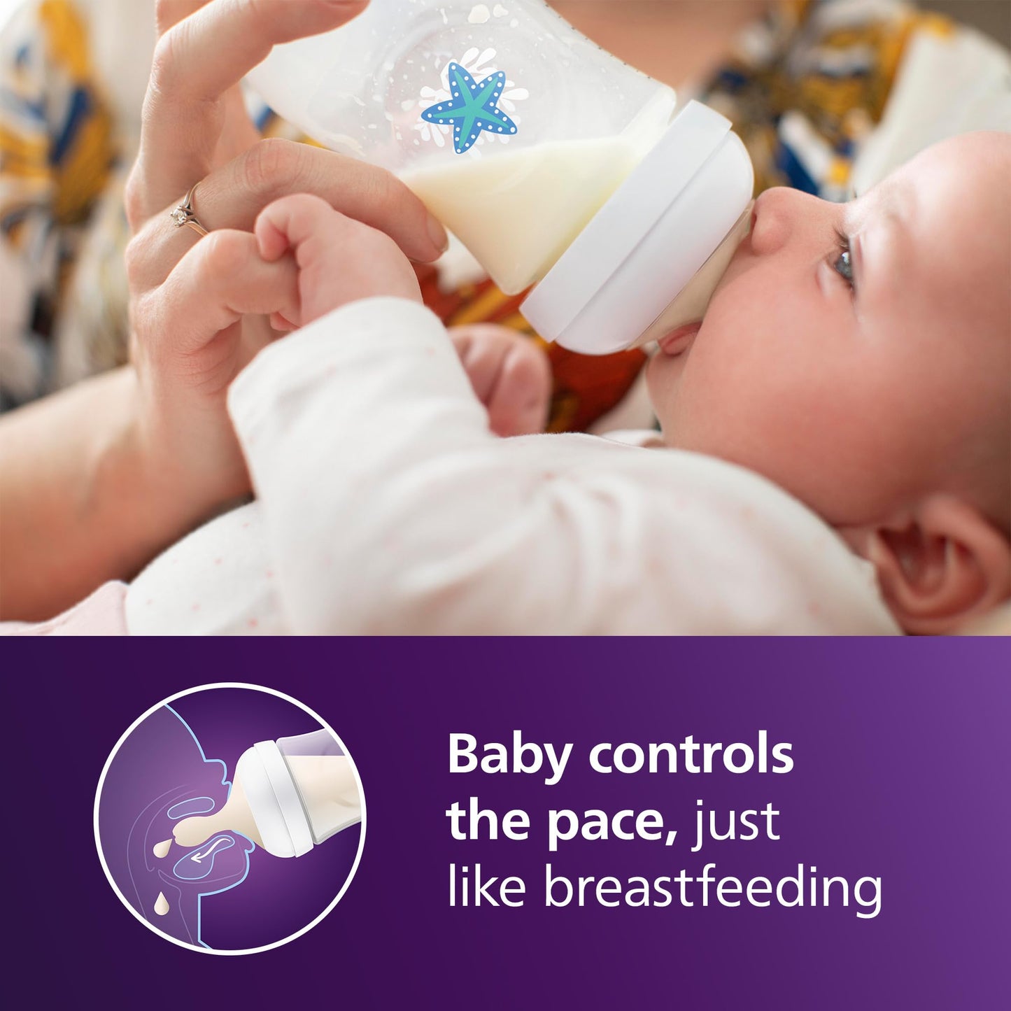 Philips Avent Natural Baby Bottles with Natural Response Nipples (Slow Flow, Flow 2), 4oz, 4-Pack