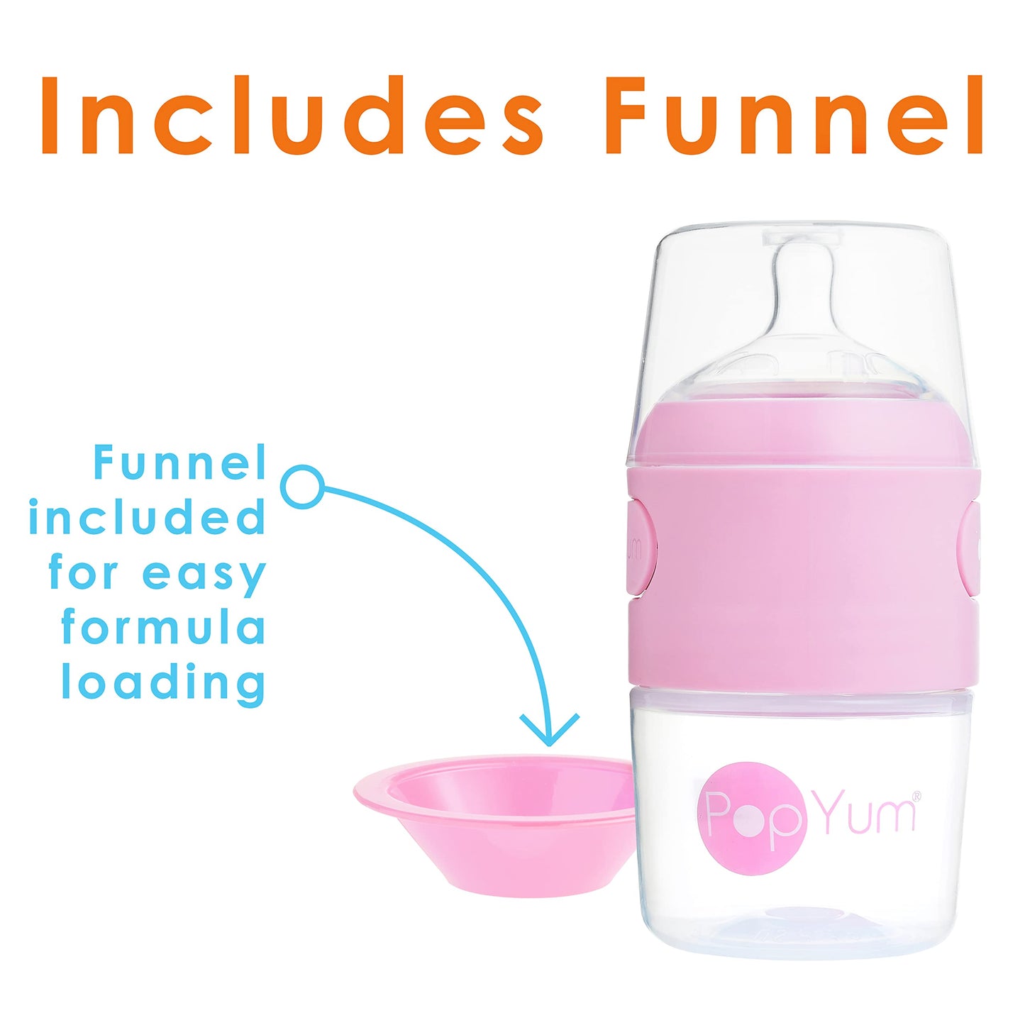 PopYum Orange Formula Making Baby Bottle Starter Set, 4-Pack