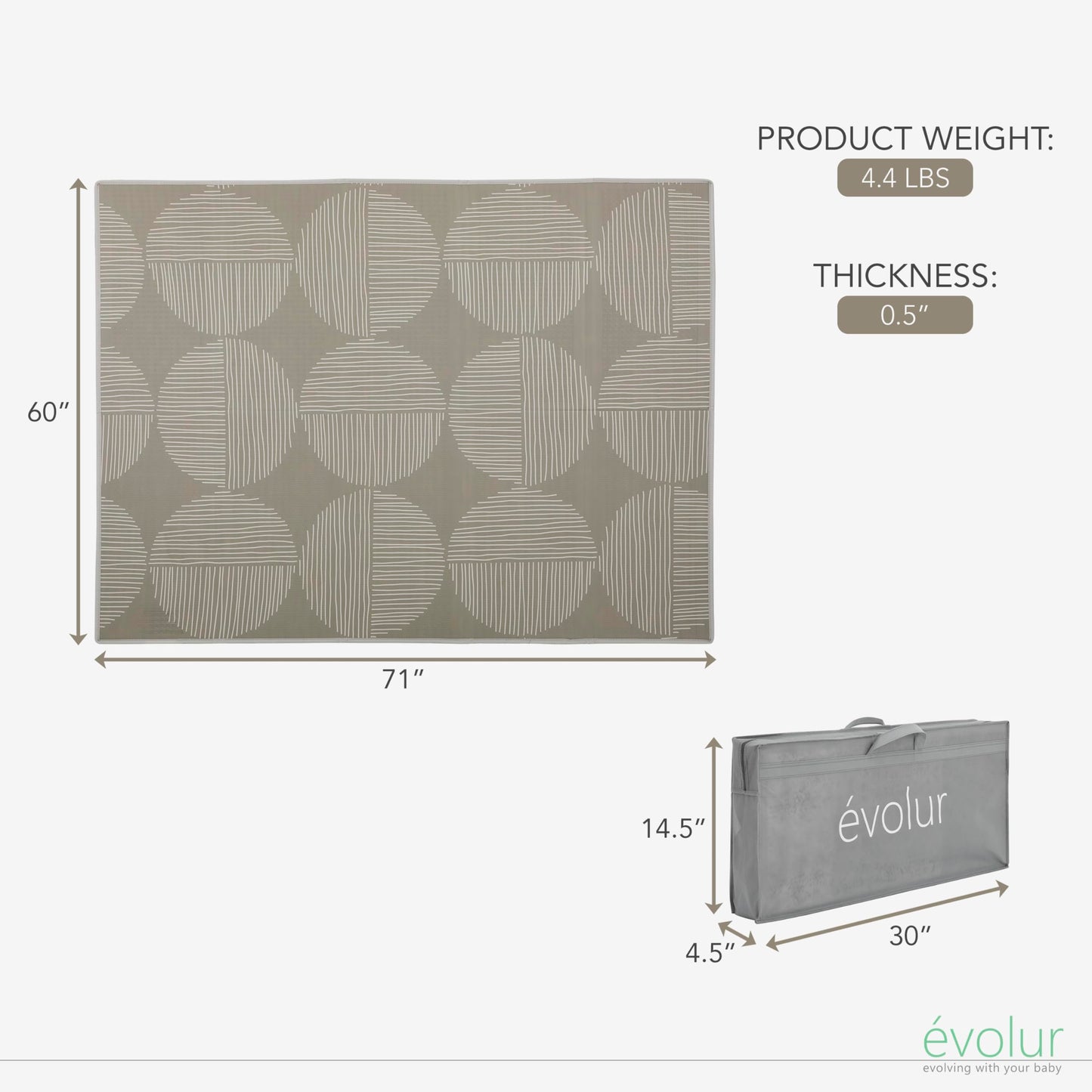 Evolur CozyCush Reversible Non-Toxic Baby Kids Playmat