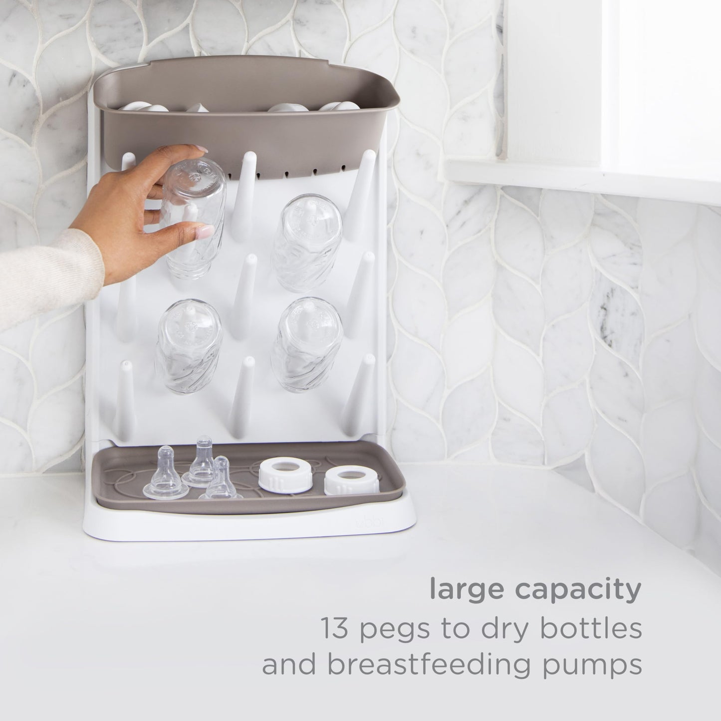 Ubbi Vertical Baby Bottle Drying Rack,Taupe
