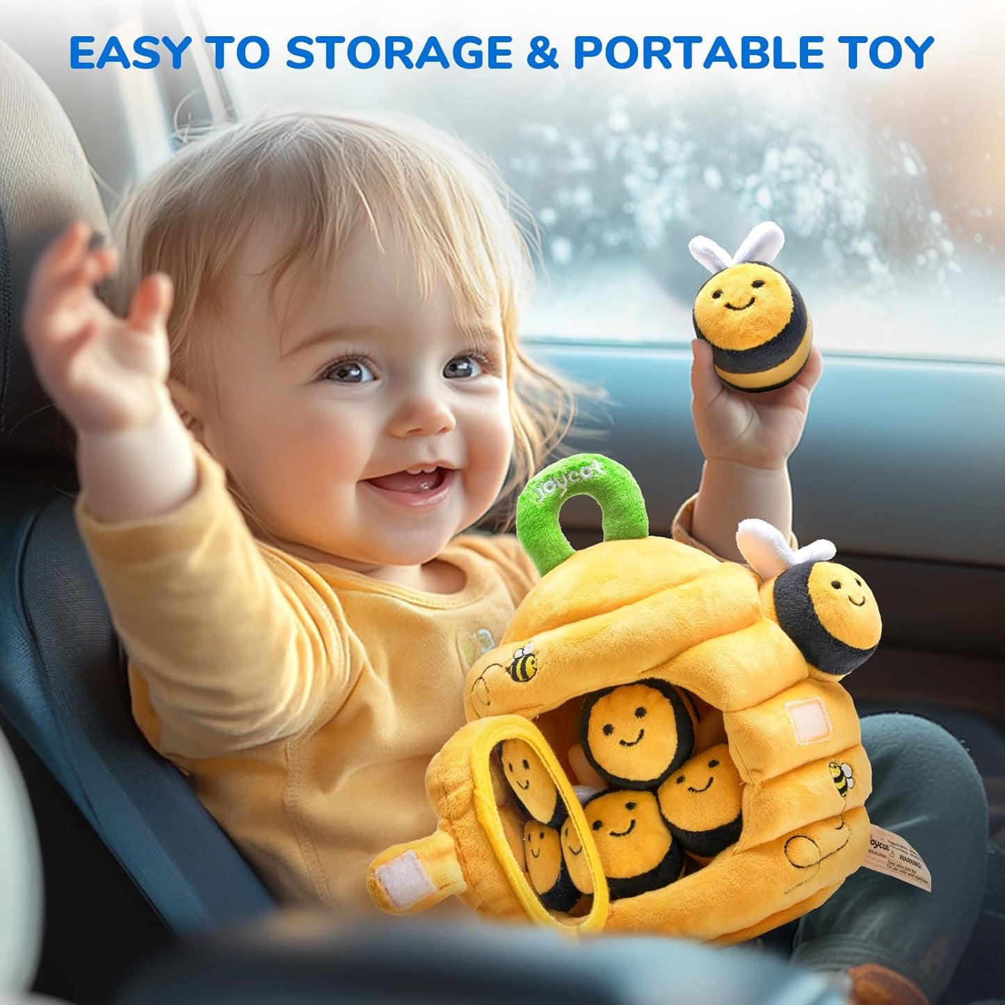 JoyCat Baby Toys 6-12 Months - Soft Baby Beehive with 5 Sensory Bees