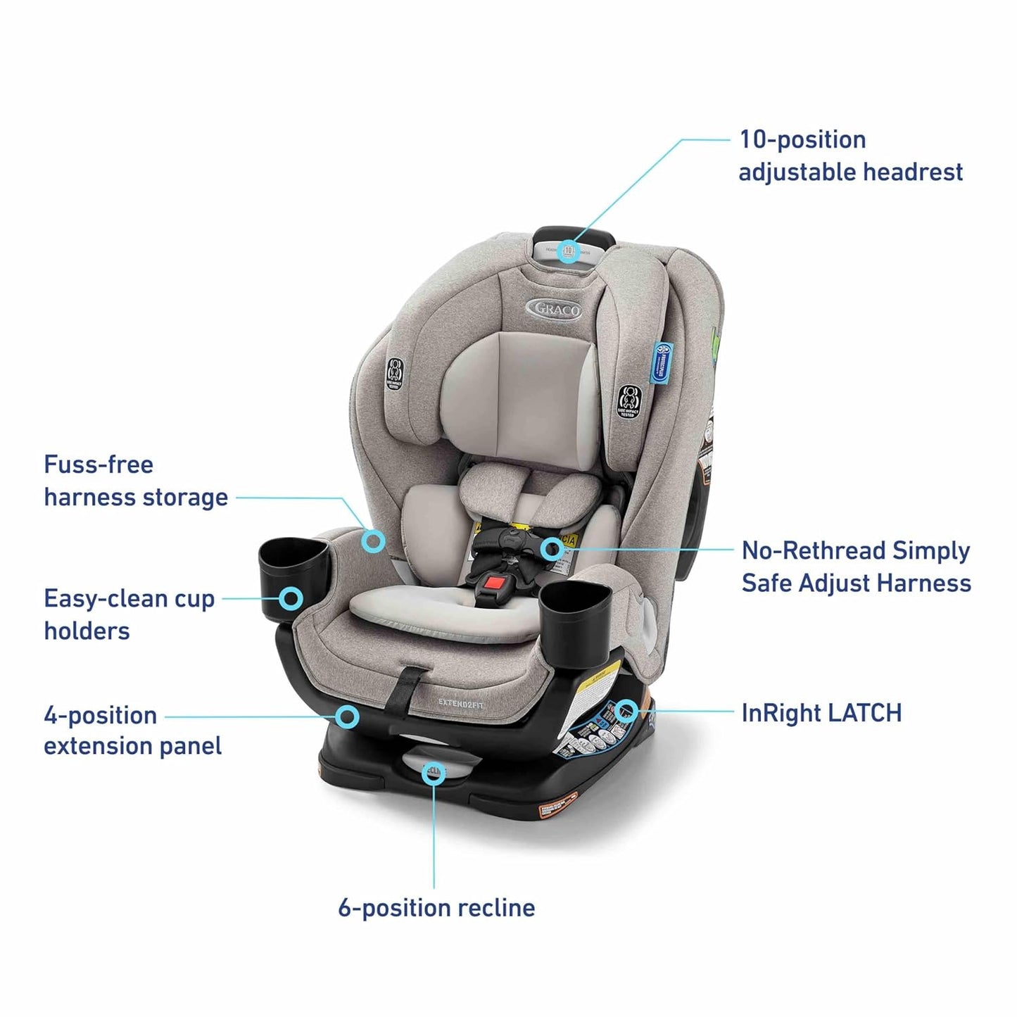 Graco Extend2Fit Convertible Baby Car Seat, Rear and Forward Facing
