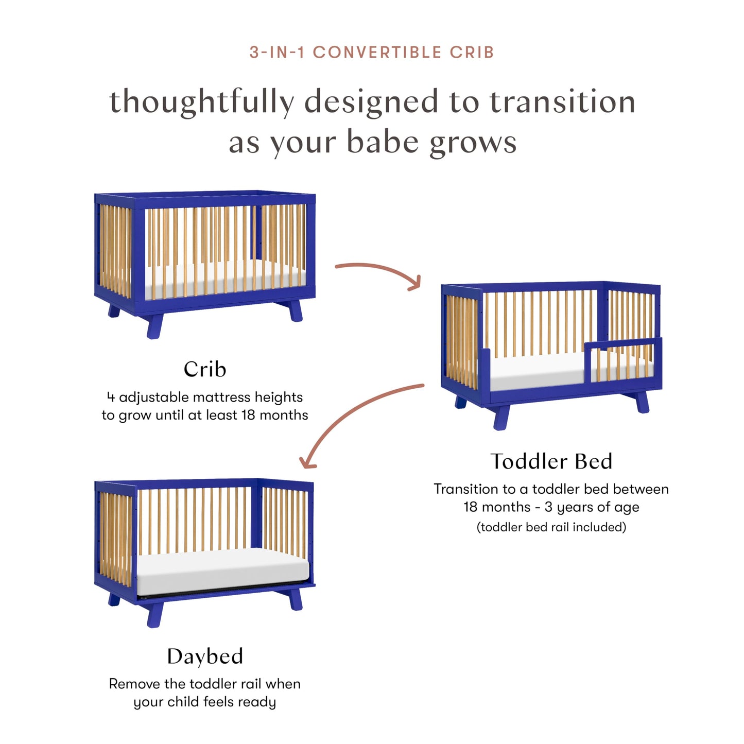 Babyletto Hudson 3-in-1 Convertible Baby Crib - GREENGUARD Gold Certified
