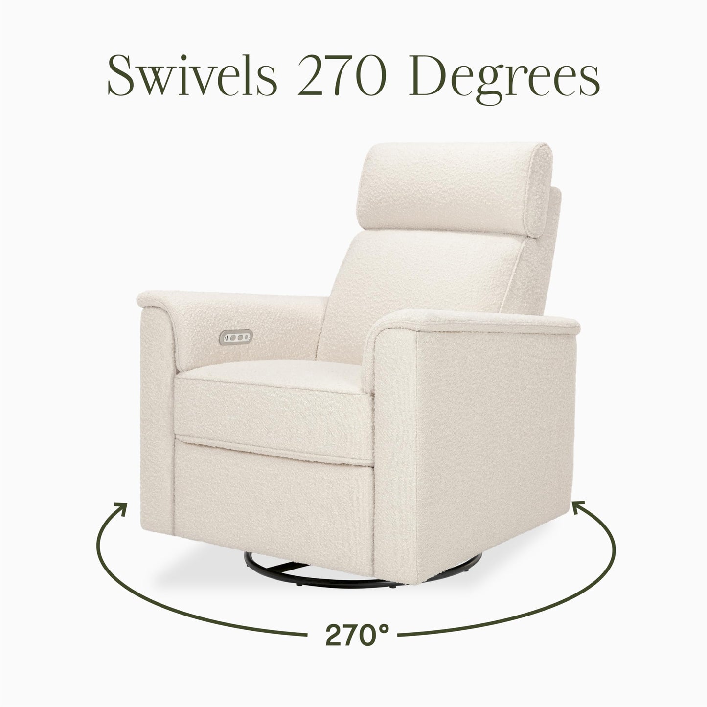 NAMESAKE Willa Plus Electric Power Recliner Chair with Headrest & USB Ports - Water & Stain Resistant Nursery Glider Rocking Chair for Nursing - GREENGUARD Gold Certified 270° Swivel Glider Recliner