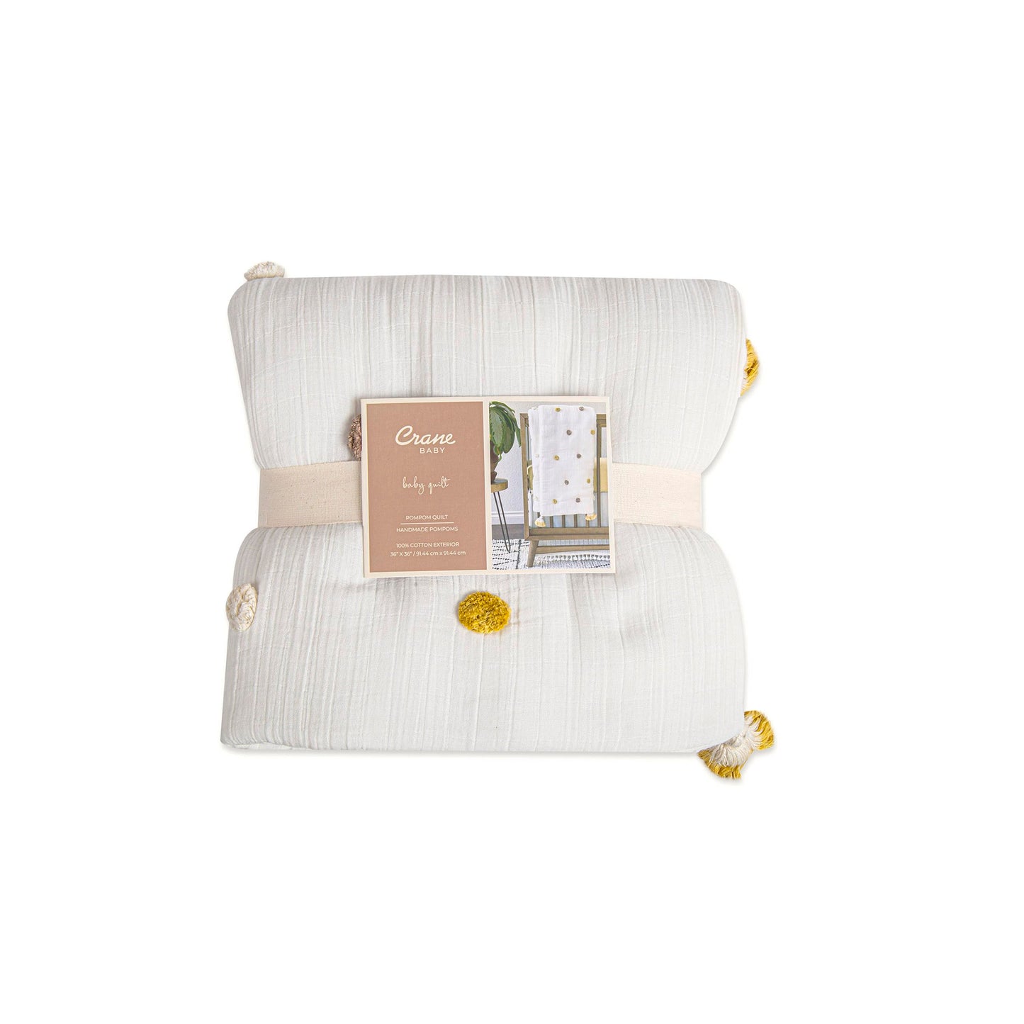 Crane Baby Blanket, 36” x 36”, Soft Cotton Quilted Nursery Blanket for Boys and Girls, Copper, Ezra Print