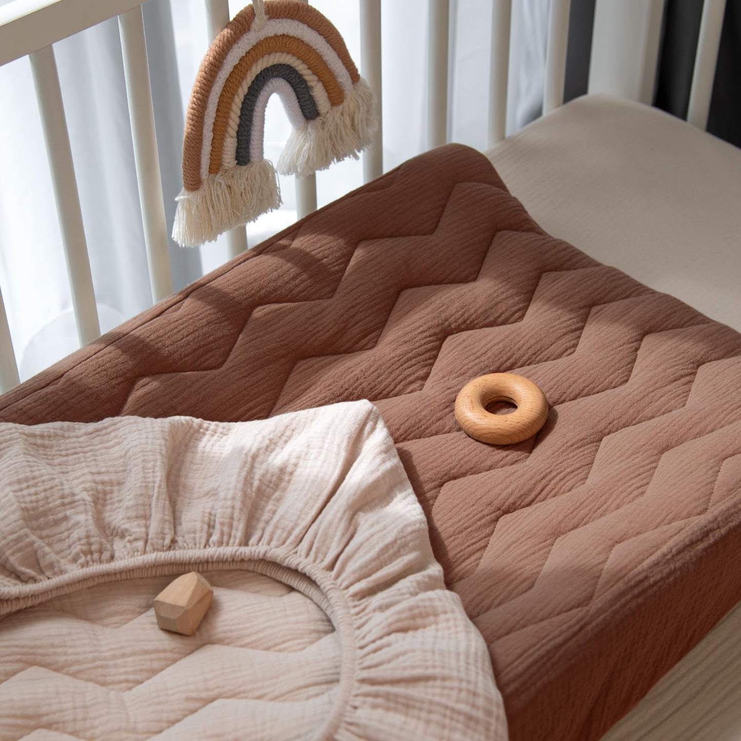 lulumoon Muslin Changing Pad Cover: Baby Cotton Quilted Changing Table Cover