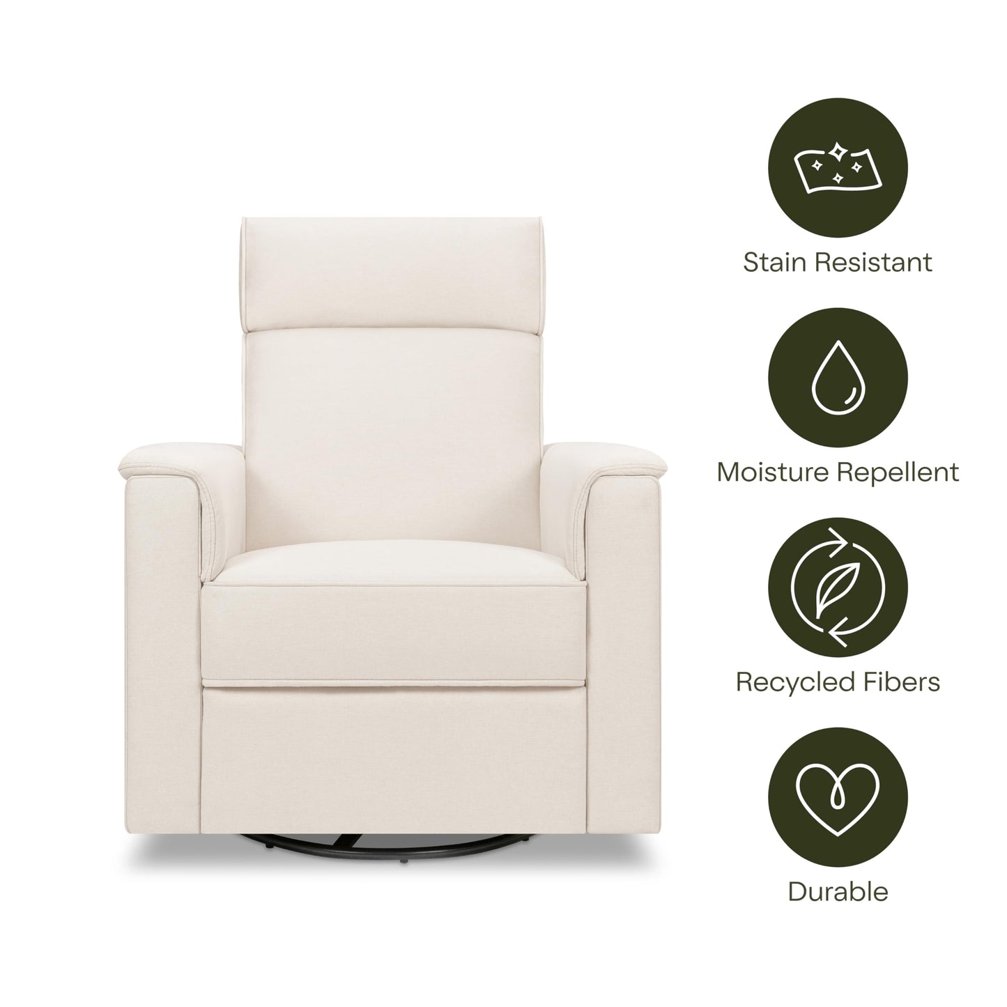 NAMESAKE Willa Plus Electric Power Recliner Chair with Headrest & USB Ports - Water & Stain Resistant Nursery Glider Rocking Chair for Nursing - GREENGUARD Gold Certified 270° Swivel Glider Recliner