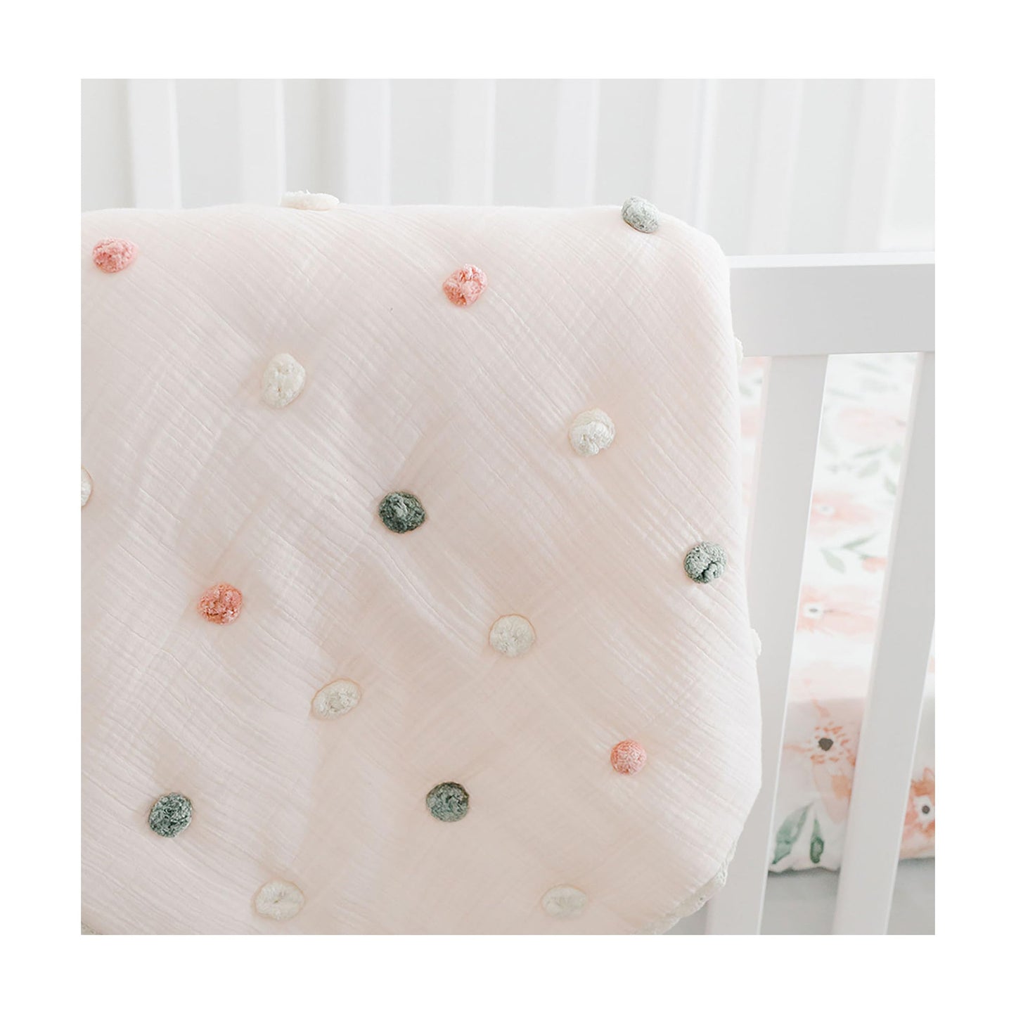 Crane Baby Blanket, 36” x 36”, Soft Cotton Quilted Nursery Blanket for Boys and Girls, Copper, Ezra Print