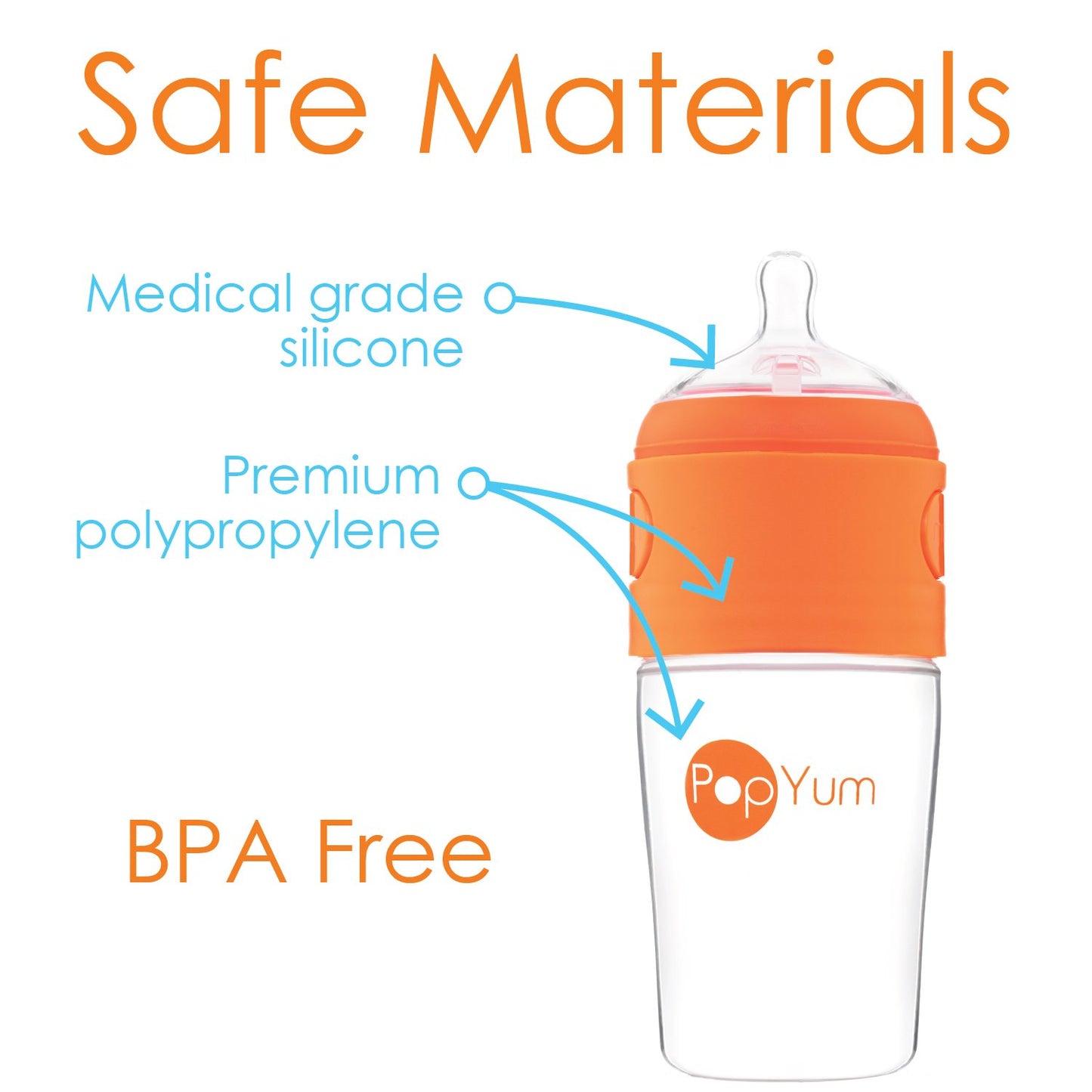 PopYum Orange Formula Making Baby Bottle Starter Set, 4-Pack