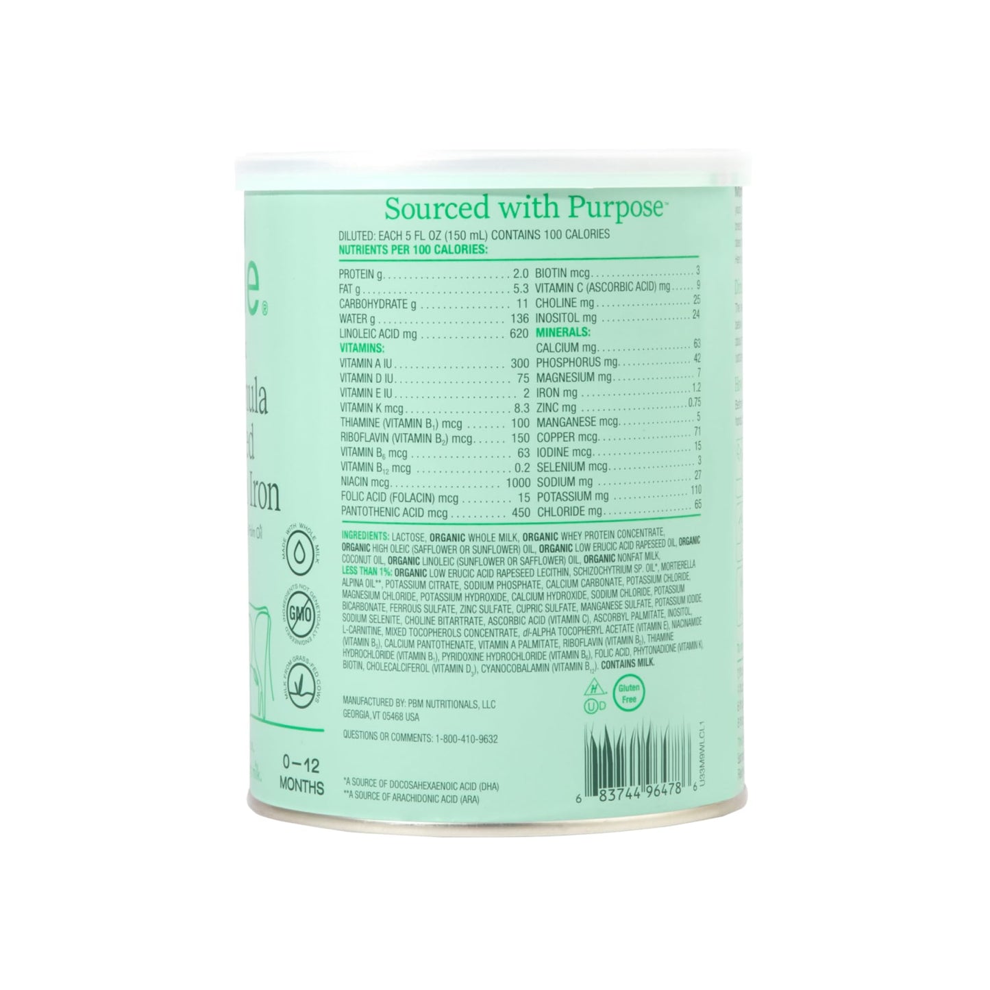 Bobbie Whole Milk, Grass Fed Infant Formula with Iron, Plant Based DHA and ARA, Vitamin D and Protein Blend Modeled After Breast Milk
