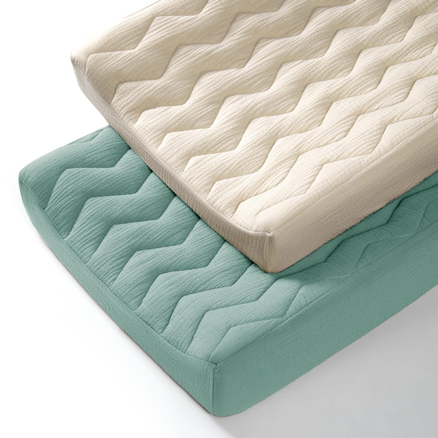 lulumoon Muslin Changing Pad Cover: Baby Cotton Quilted Changing Table Cover