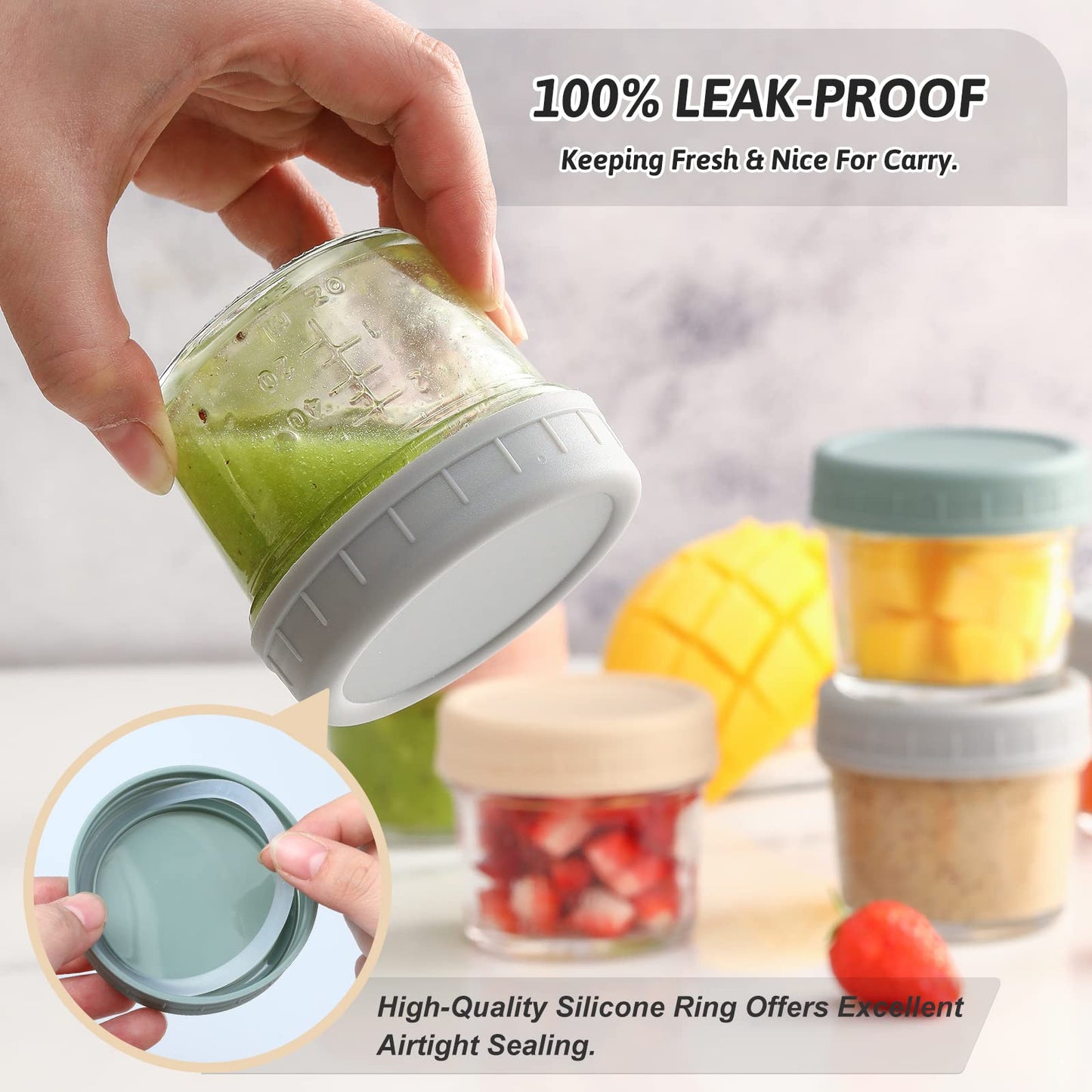 VITEVER 12 Pack Glass Baby Food Storage Containers