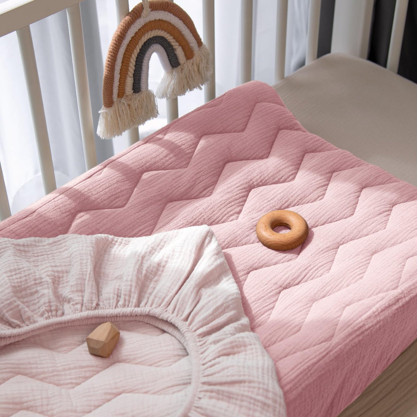 lulumoon Muslin Changing Pad Cover: Baby Cotton Quilted Changing Table Cover