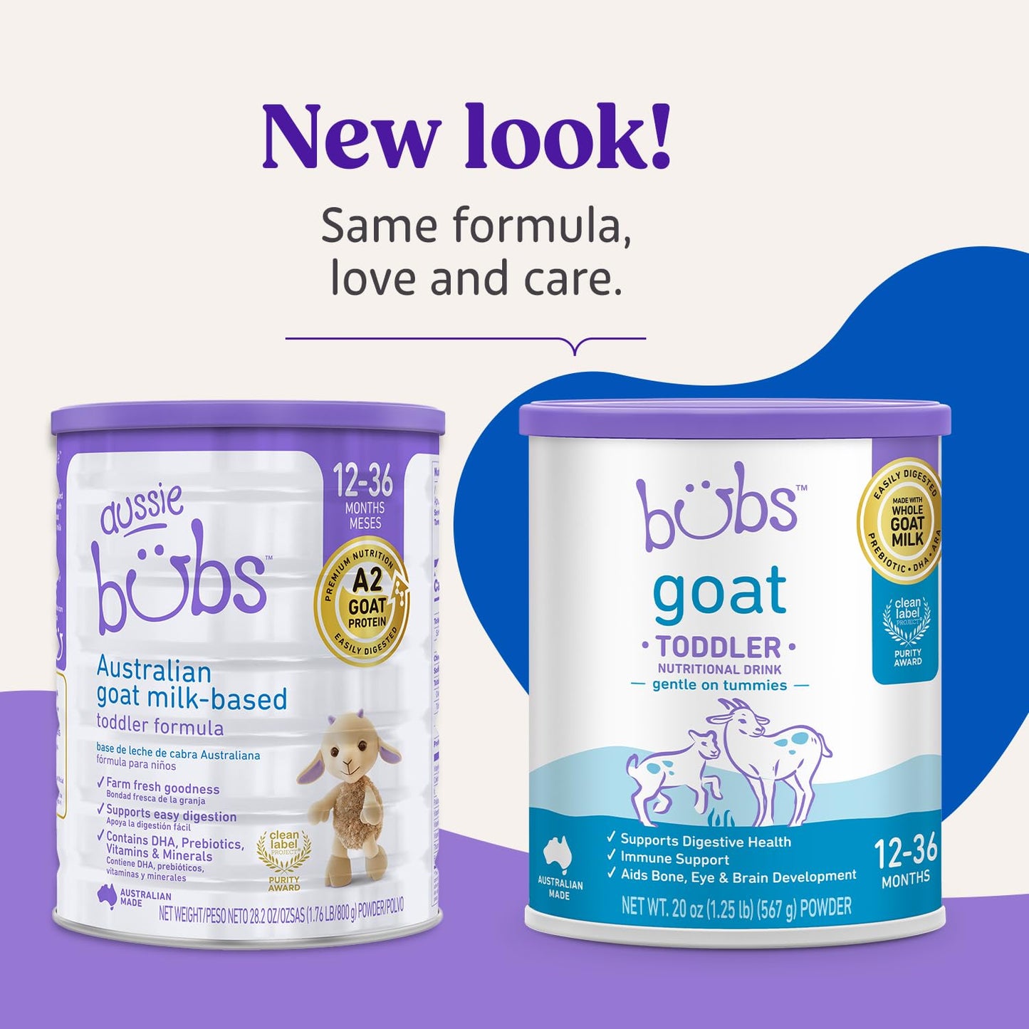 Bubs Whole Goat Milk Formula with Iron, Made with Non-GMO Goat Milk, 20 oz