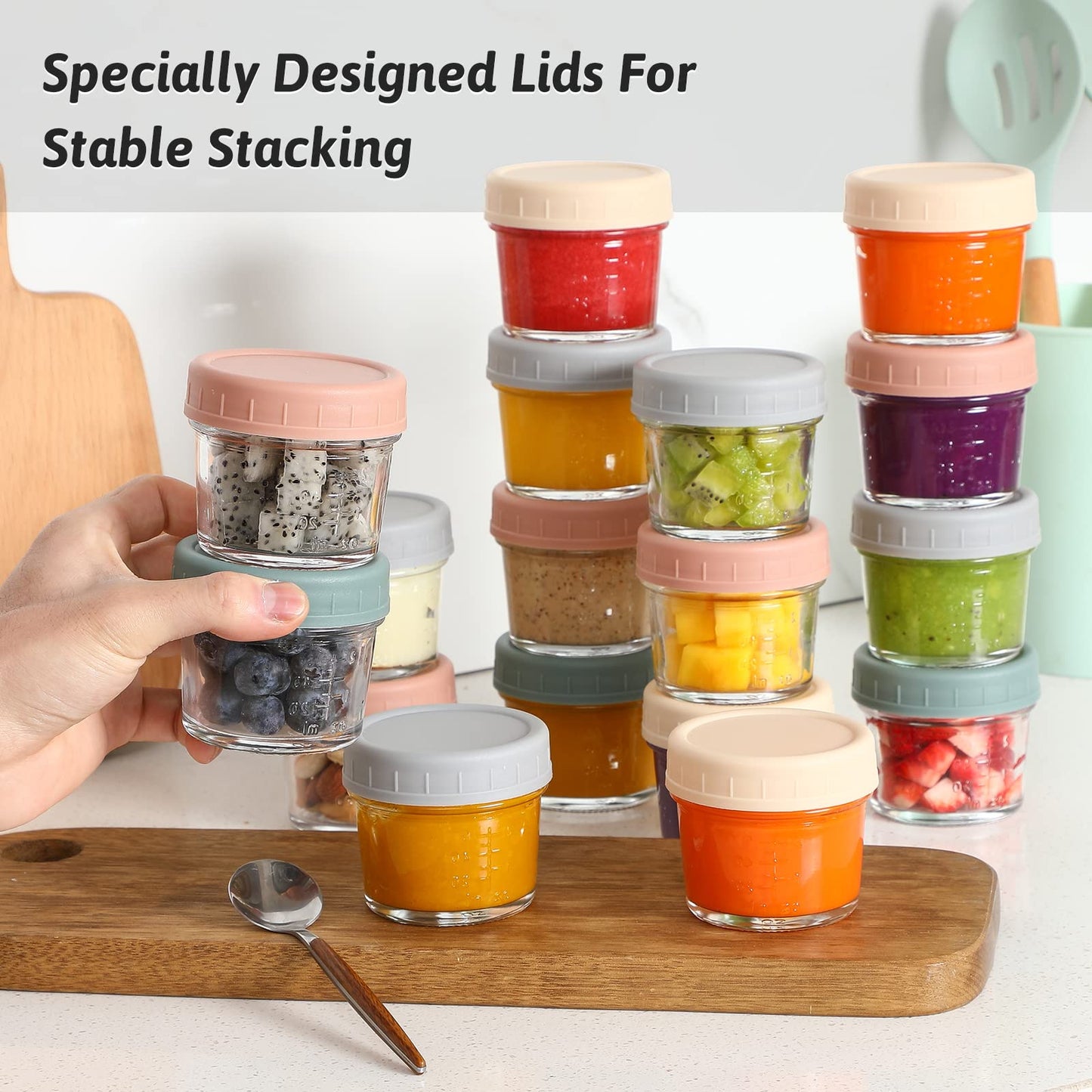 VITEVER 12 Pack Glass Baby Food Storage Containers