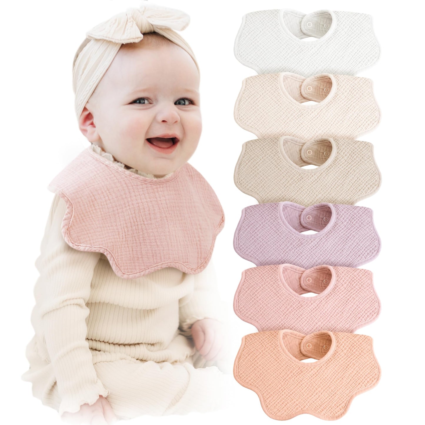 Konssy Muslin Baby Bibs 100% Cotton Absorbent Bandana Drool Bibs