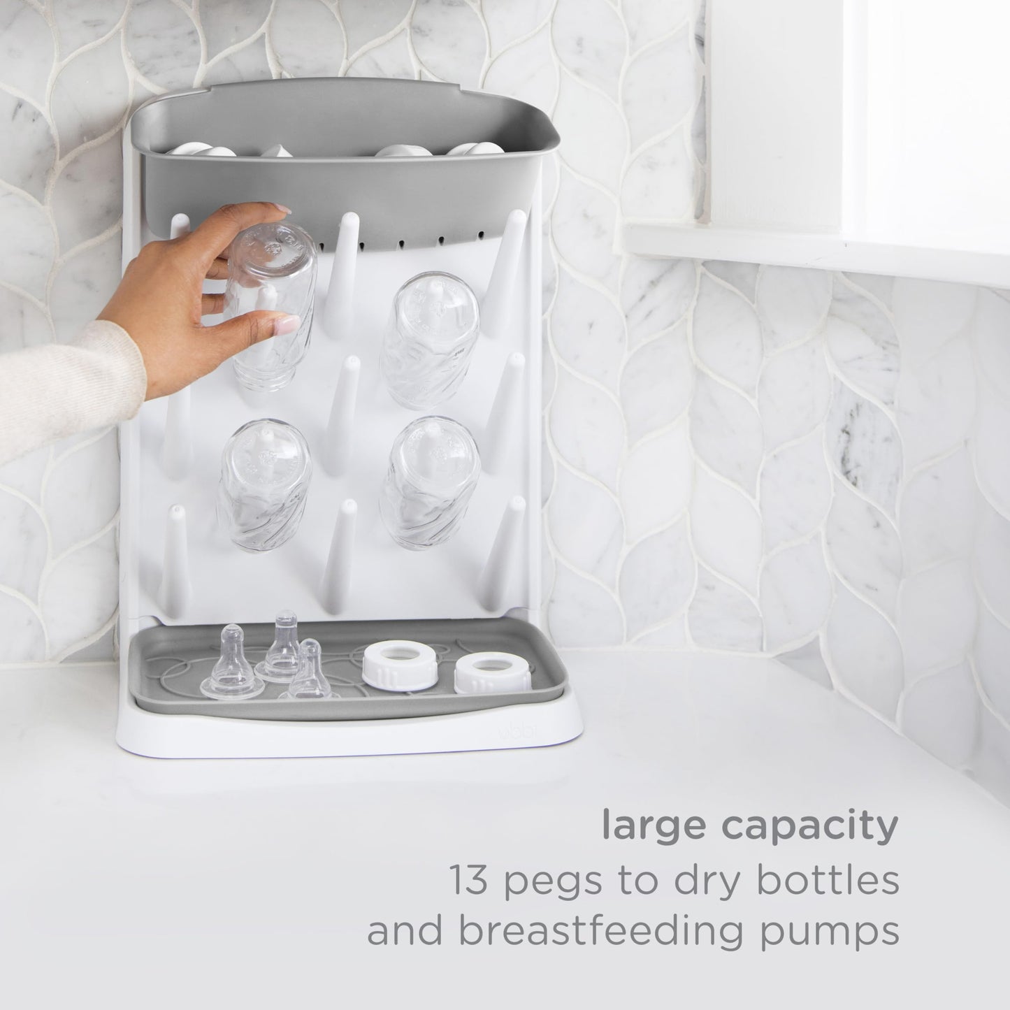 Ubbi Vertical Baby Bottle Drying Rack,Taupe