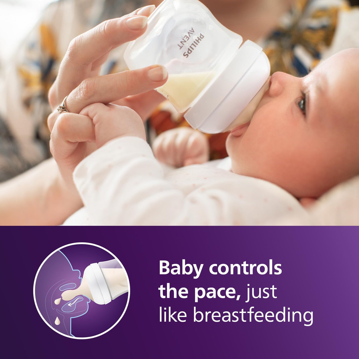 Philips Avent Natural Baby Bottles with Natural Response Nipples (Slow Flow, Flow 2), 4oz, 4-Pack
