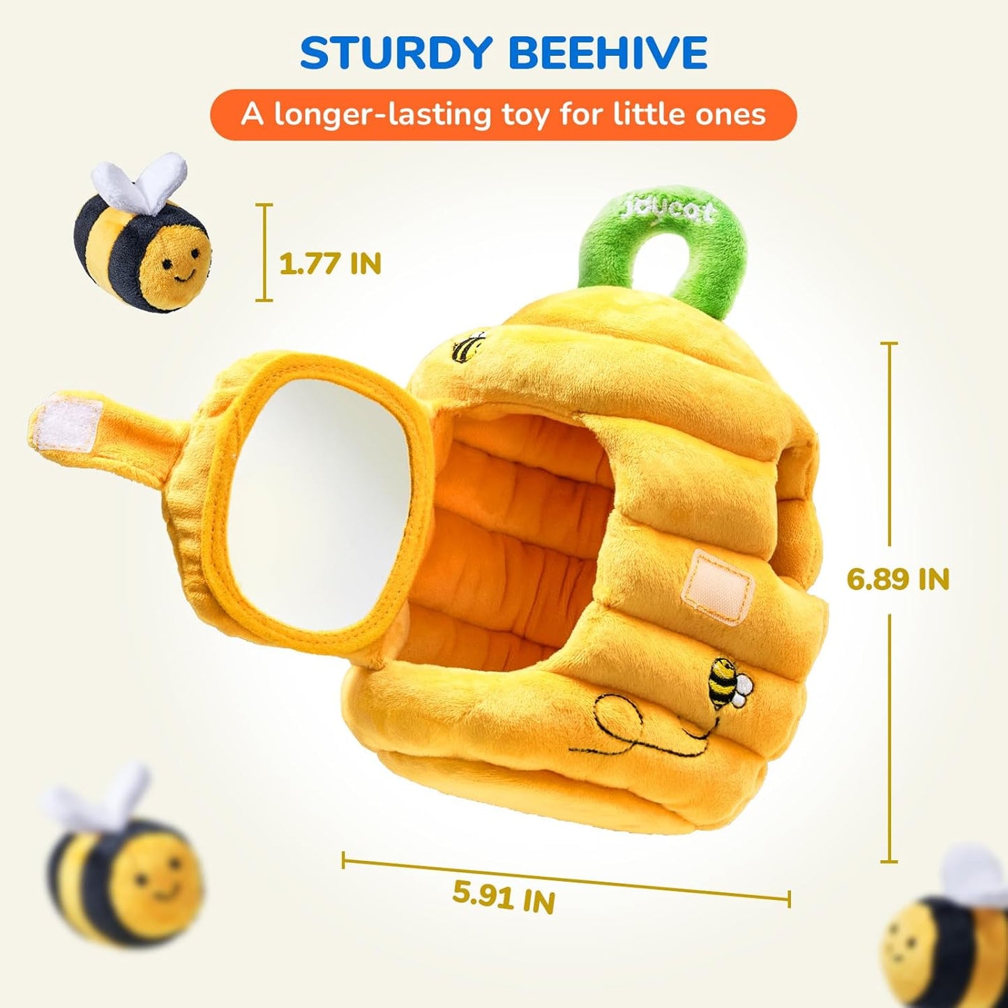 JoyCat Baby Toys 6-12 Months - Soft Baby Beehive with 5 Sensory Bees
