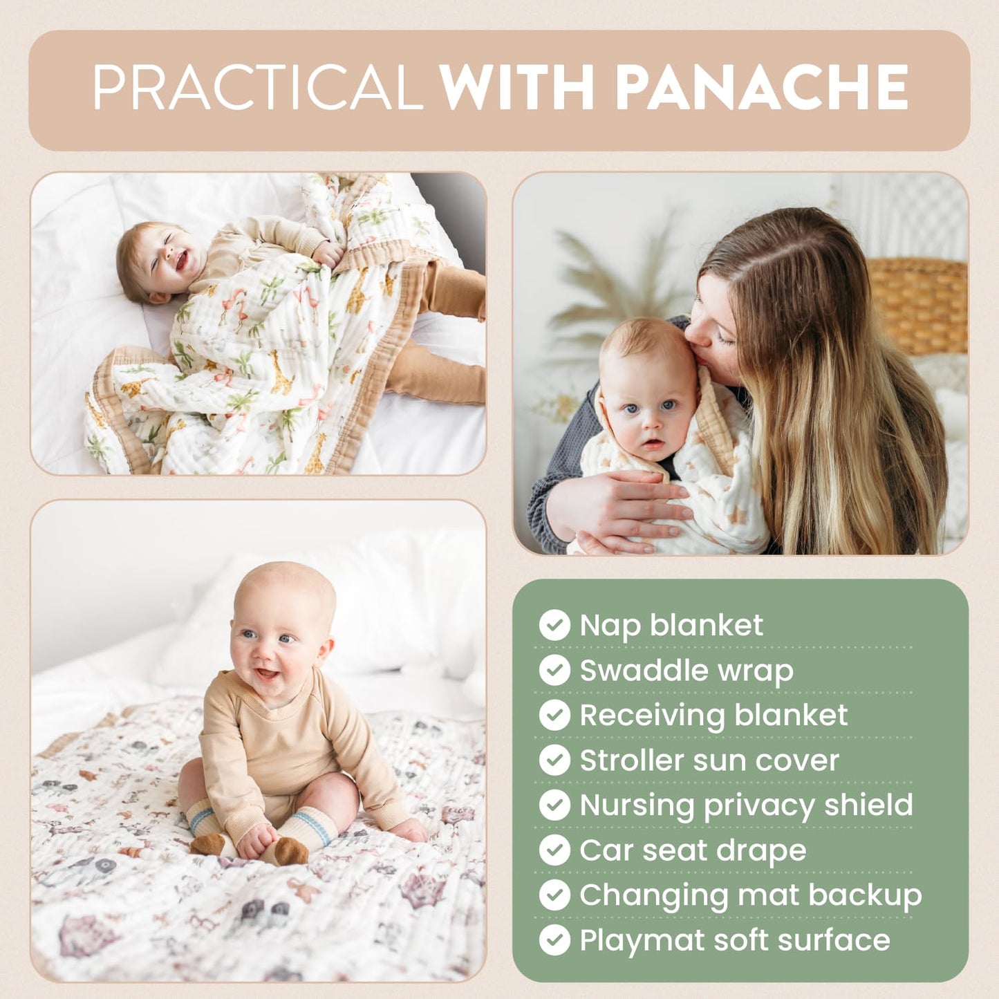 Organic Cotton Muslin Baby Blanket for Boys and Girls