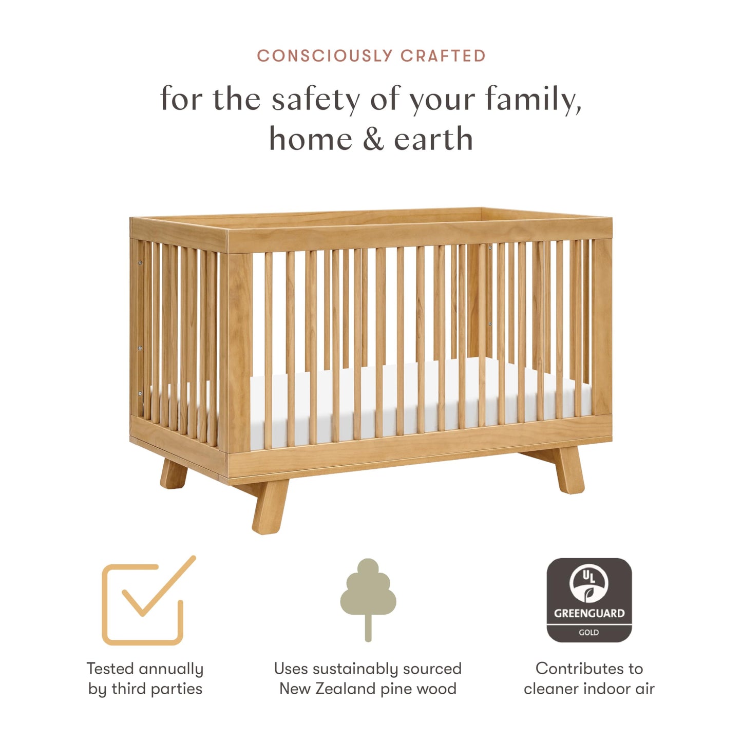Babyletto Hudson 3-in-1 Convertible Baby Crib - GREENGUARD Gold Certified