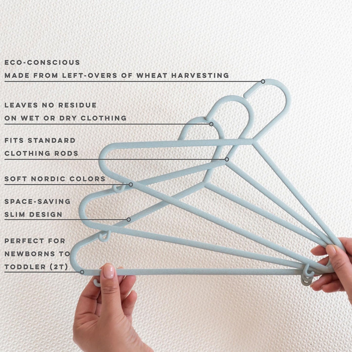 Sustainable Wheat Straw Plastic Toddler & Kids Hangers – Pack of 30