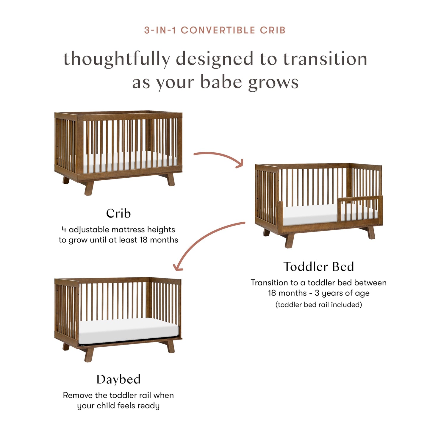 Babyletto Hudson 3-in-1 Convertible Baby Crib - GREENGUARD Gold Certified