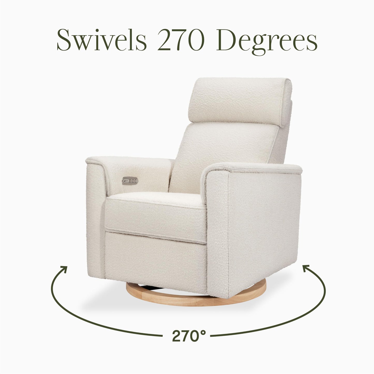 NAMESAKE Willa Plus Electric Power Recliner Chair with Headrest & USB Ports - Water & Stain Resistant Nursery Glider Rocking Chair for Nursing - GREENGUARD Gold Certified 270° Swivel Glider Recliner