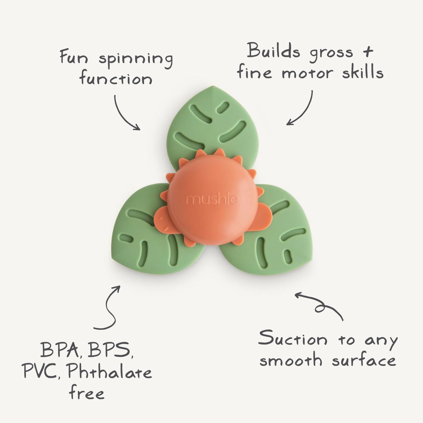 mushie Sunshine Suction Spinner Toy | Toddler Sensory Toys for Bath & Play