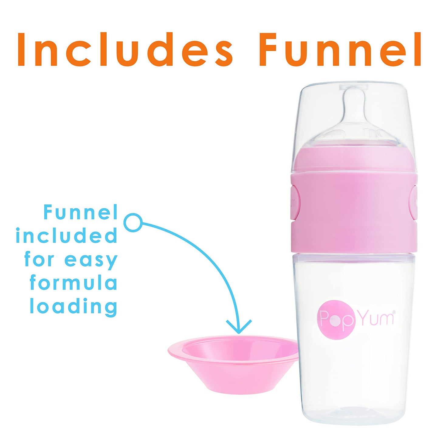 PopYum Orange Formula Making Baby Bottle Starter Set, 4-Pack