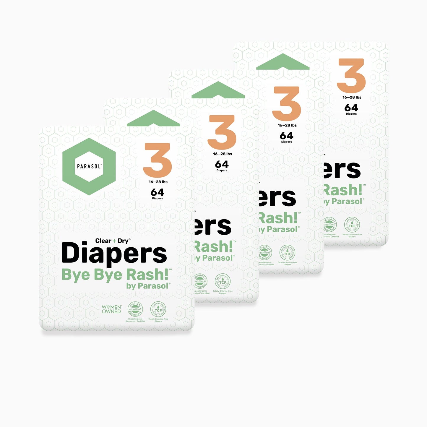 PARASOL Clear+Dry Disposable Diapers | RashShield Protection, Leakproof Design, Hypoallergenic | Size 4, (20-32 lbs) 48 Count