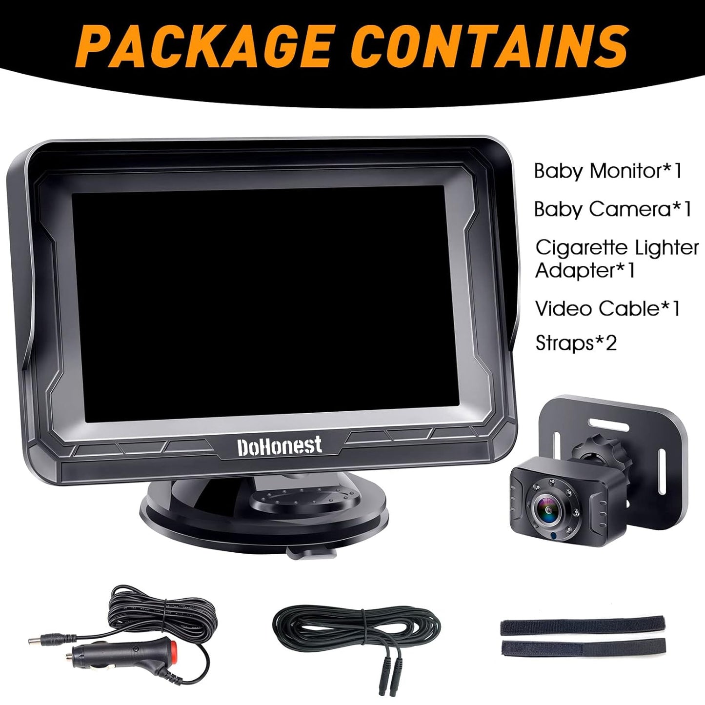 DoHonest Baby Car Camera HD 1080P - Rear-Facing Car Baby Monitor with Night Vision