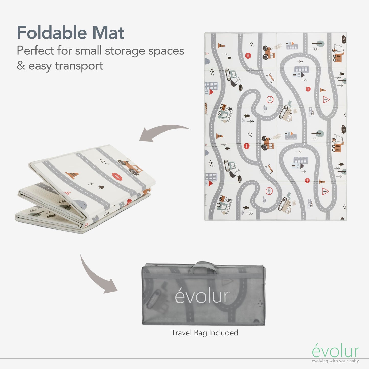 Evolur CozyCush Reversible Non-Toxic Baby Kids Playmat