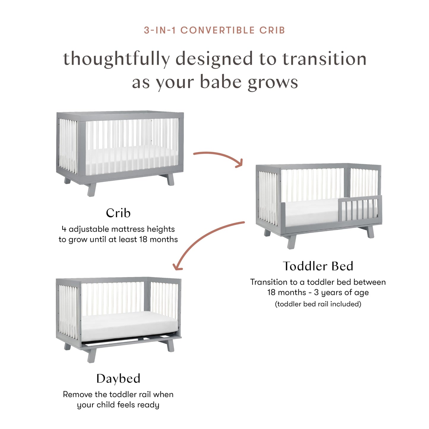 Babyletto Hudson 3-in-1 Convertible Baby Crib - GREENGUARD Gold Certified
