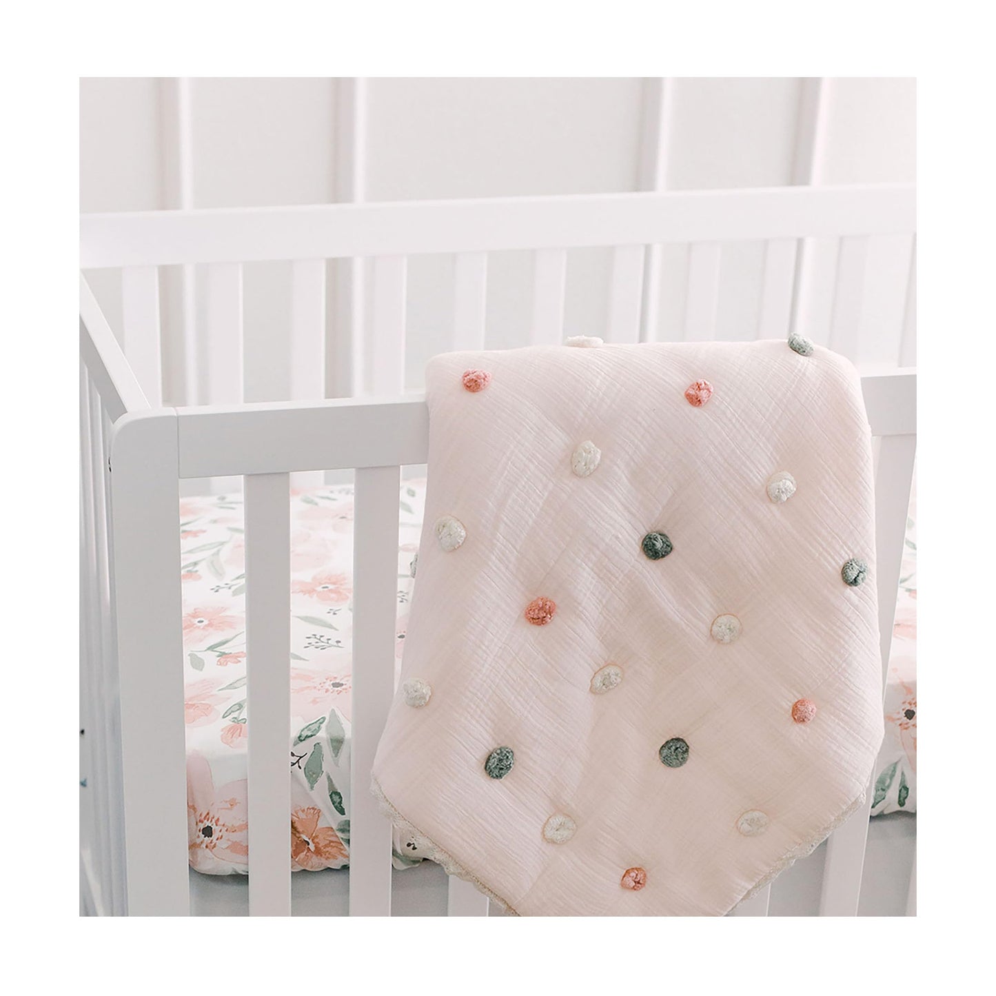 Crane Baby Blanket, 36” x 36”, Soft Cotton Quilted Nursery Blanket for Boys and Girls, Copper, Ezra Print