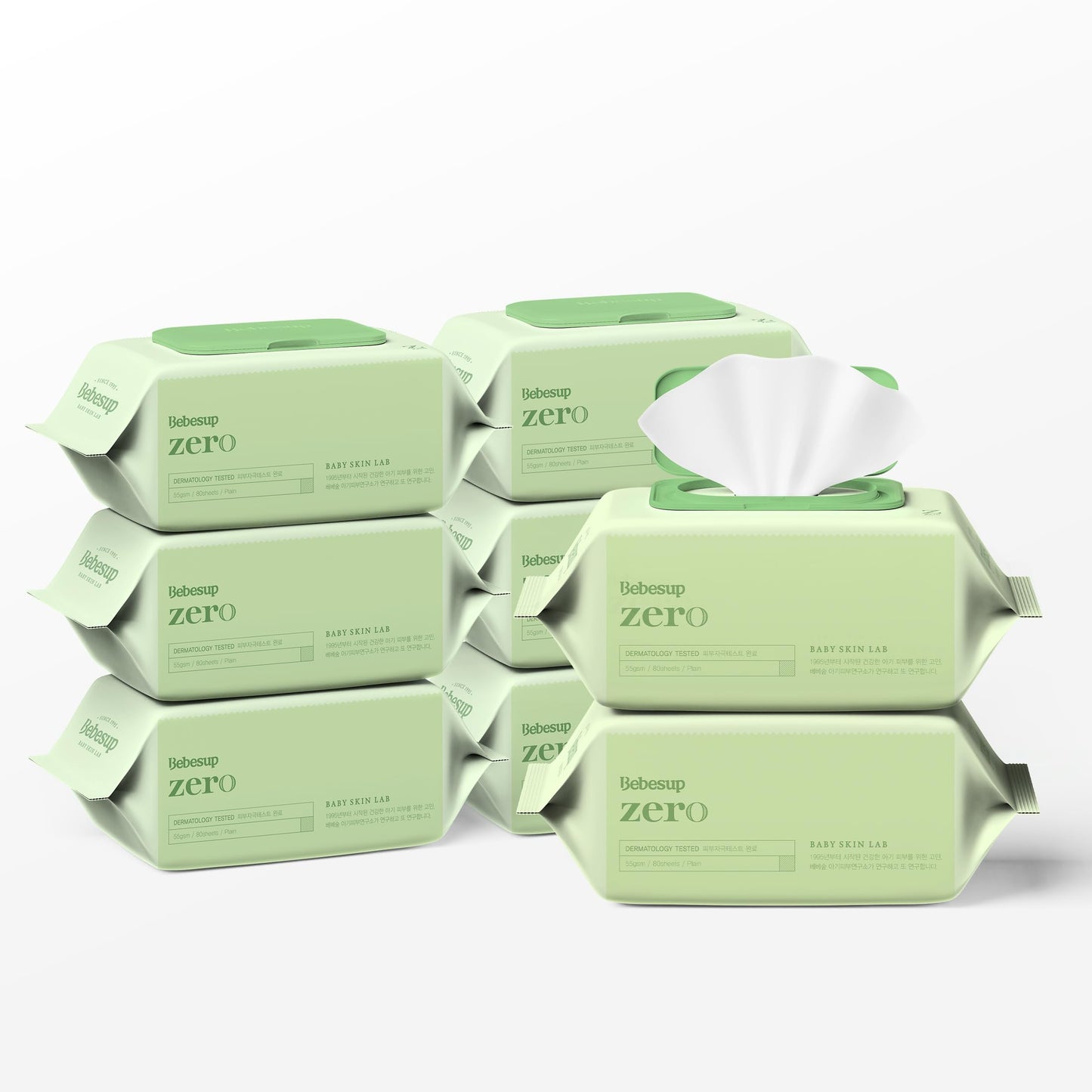 BEBESUP- Korea’s #1 Signature Baby Wipes - Hypoallergenic Water-based Unscented Alcohol-Free Ultra-Thick Super Seed Extracts Organic Plant-Based for sensitive skin Flip-Top 560 Count (8 Packs)