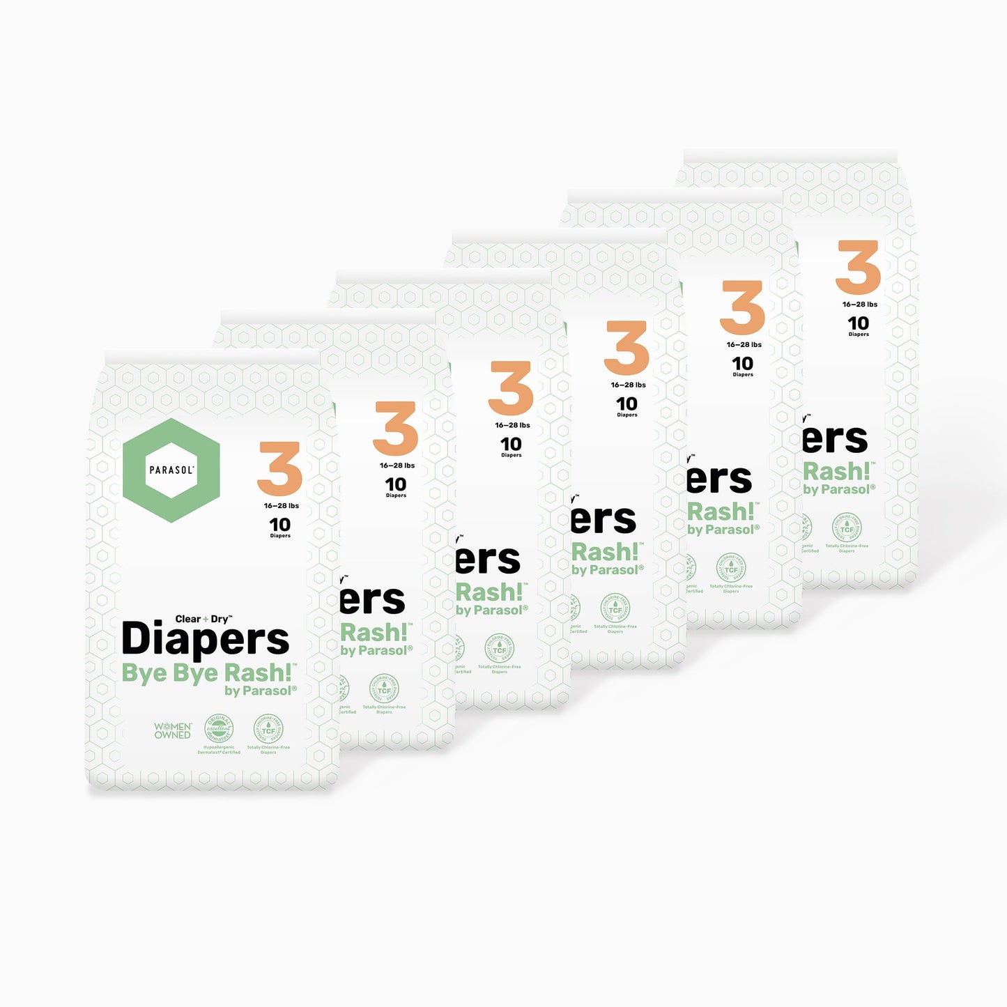 PARASOL Clear+Dry Disposable Diapers | RashShield Protection, Leakproof Design, Hypoallergenic | Size 4, (20-32 lbs) 48 Count